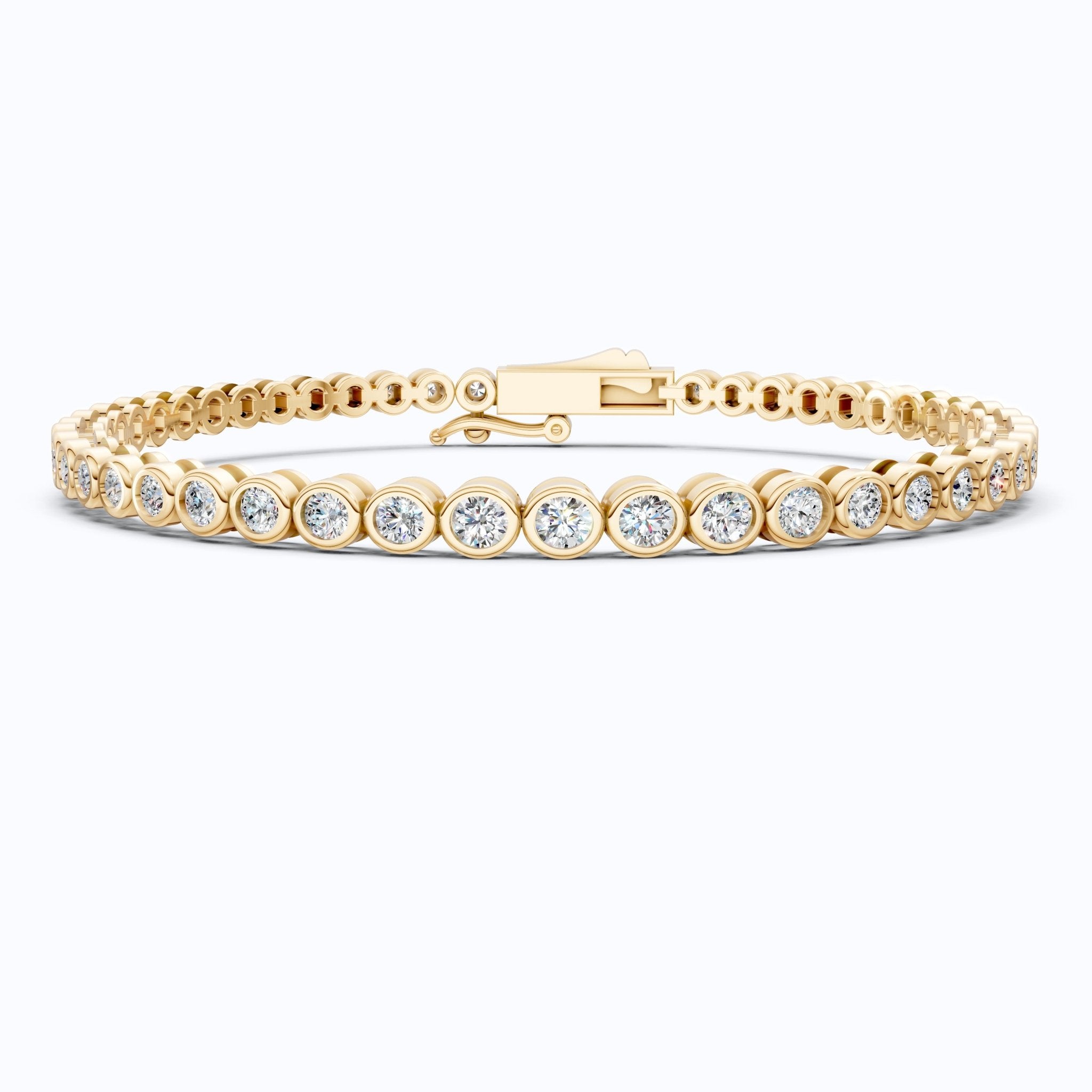 Minimalist Sleek Bezel - Set Round Tennis Bracelet in Lab Diamond – 14k Rose Gold, Gift for Women, Elegant Dainty Bracelet - Shoora Designs