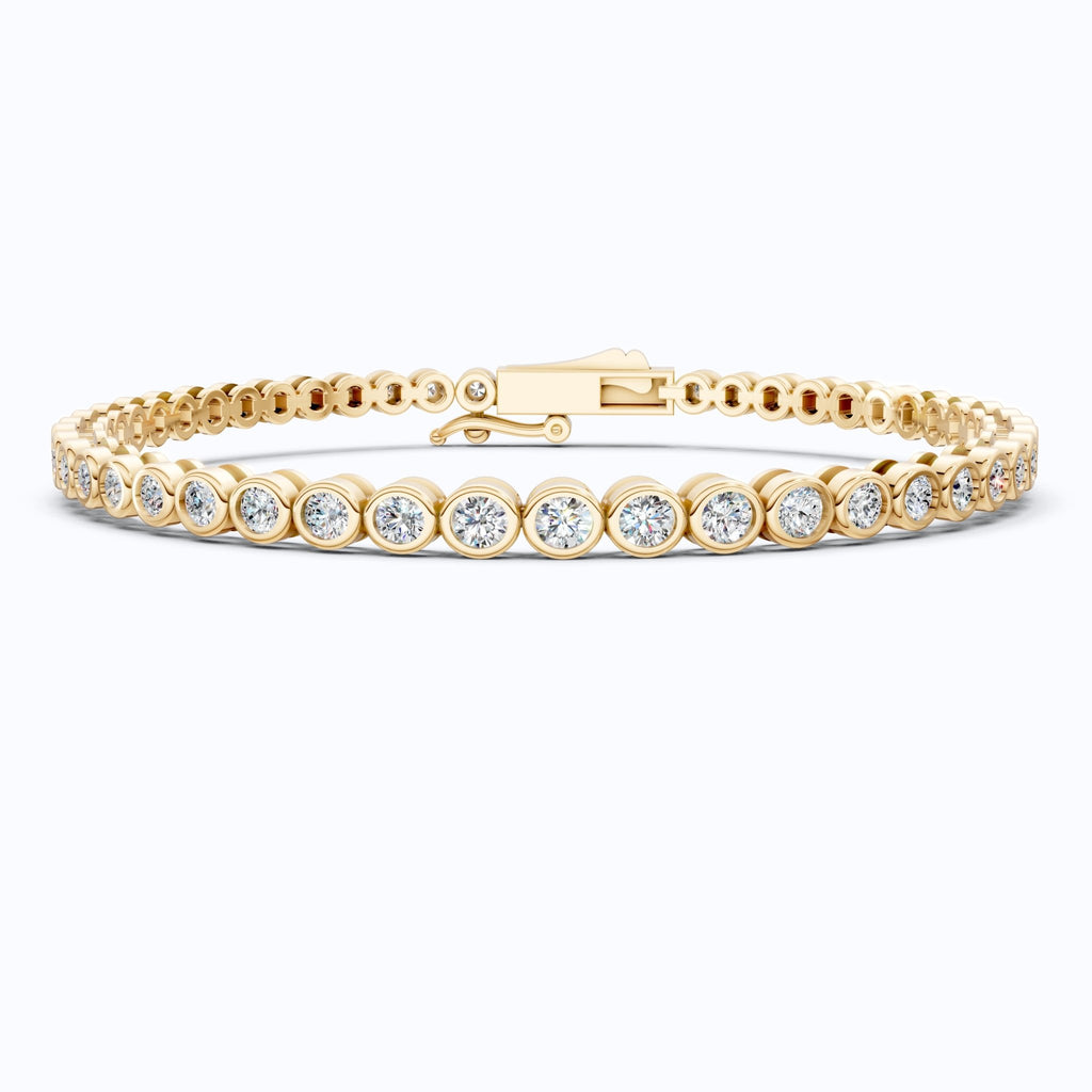 Minimalist Sleek Bezel - Set Round Tennis Bracelet in Lab Diamond – 14k Rose Gold, Gift for Women, Elegant Dainty Bracelet - Shoora Designs