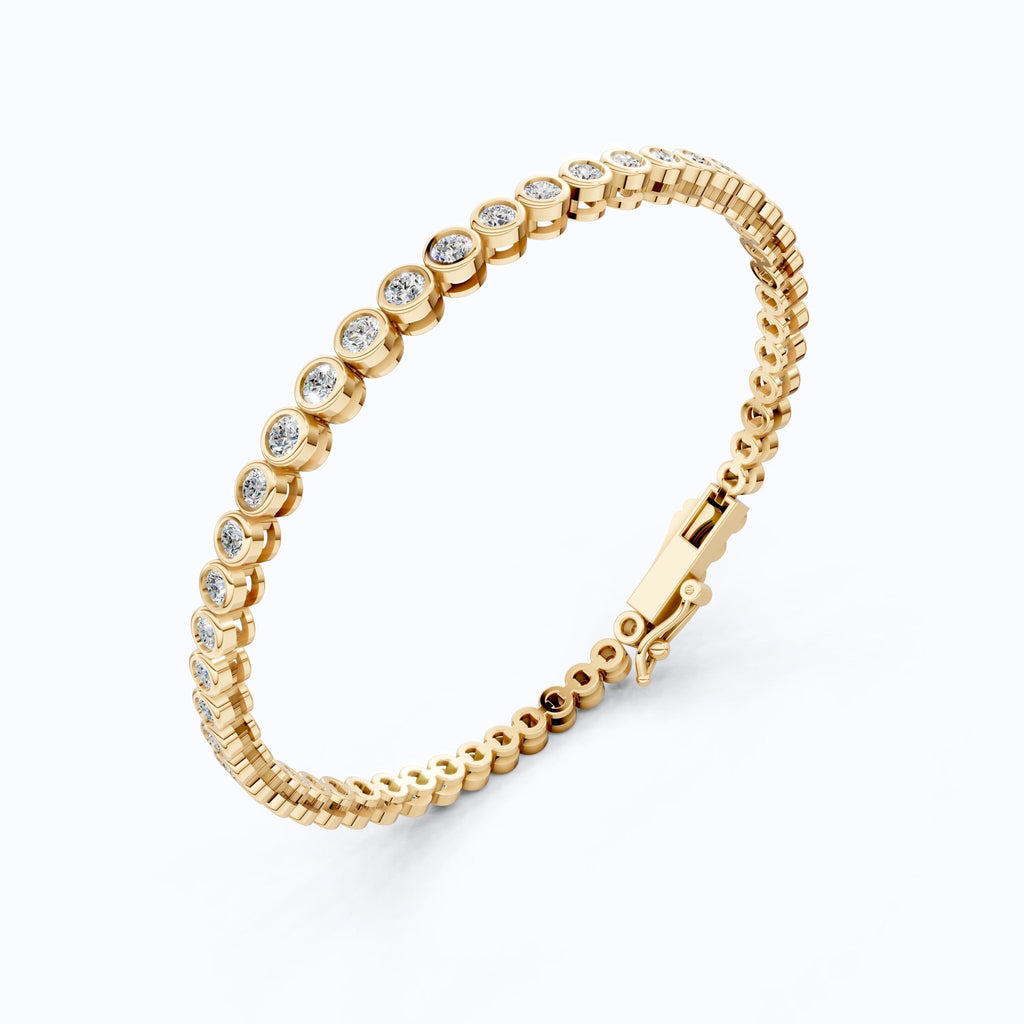 Minimalist Sleek Bezel - Set Round Tennis Bracelet in Lab Diamond – 14k Rose Gold, Gift for Women, Elegant Dainty Bracelet - Shoora Designs