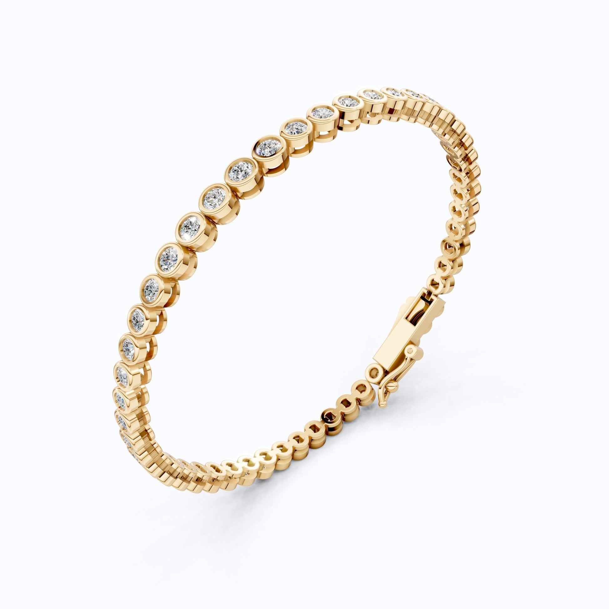 Minimalist Sleek Bezel - Set Round Tennis Bracelet in Lab Diamond – 14k Rose Gold, Gift for Women, Elegant Dainty Bracelet - Shoora Designs