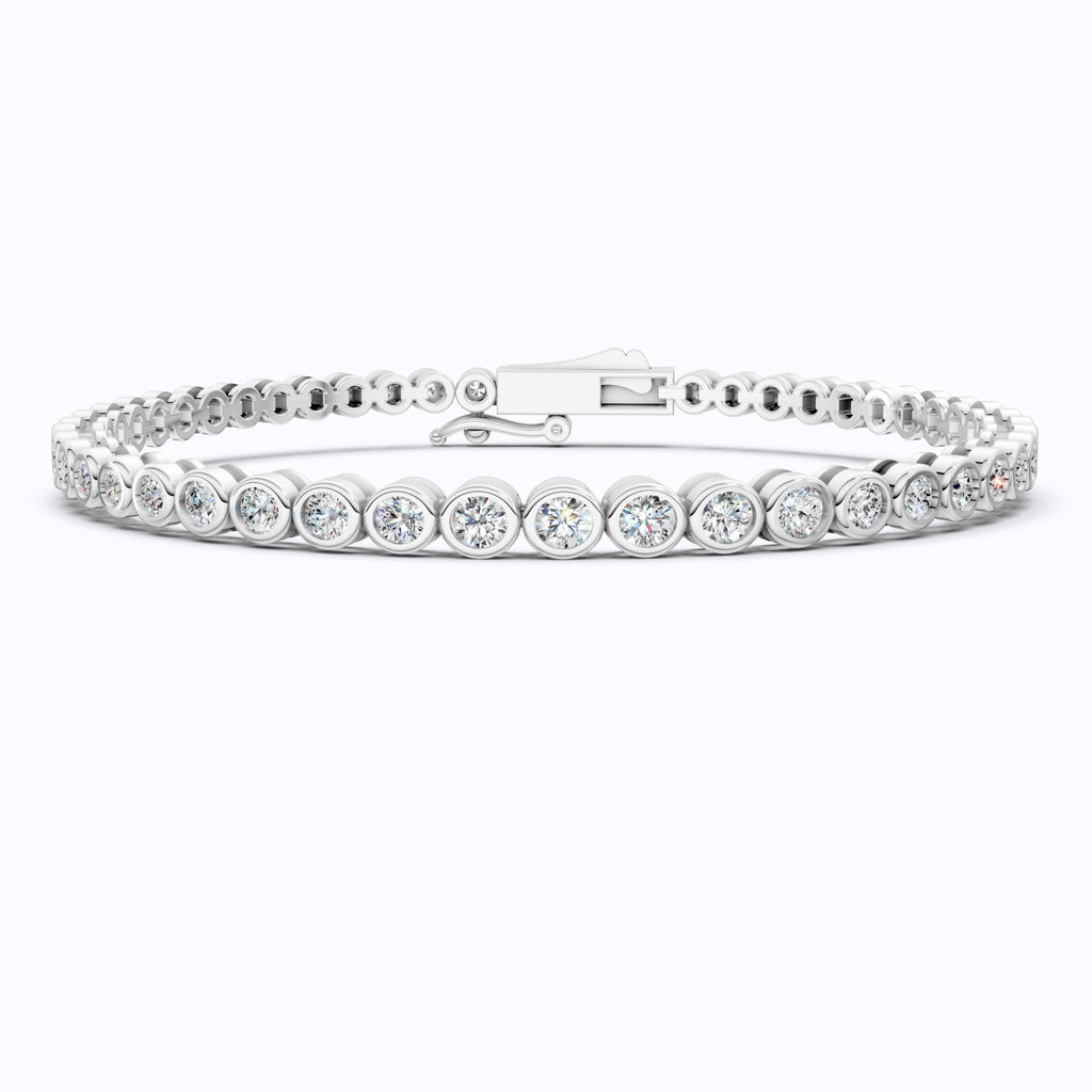 Minimalist Sleek Bezel - Set Round Tennis Bracelet in Lab Diamond – 14k Rose Gold, Gift for Women, Elegant Dainty Bracelet - Shoora Designs