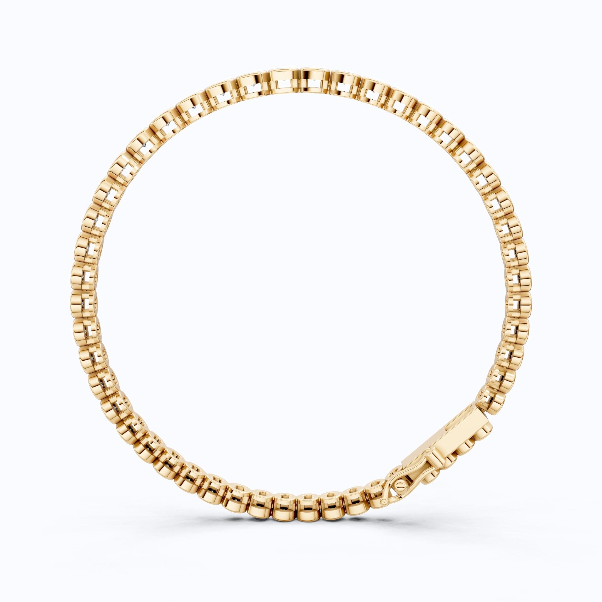 Minimalist Sleek Bezel - Set Round Tennis Bracelet in Lab Diamond – 14k Rose Gold, Gift for Women, Elegant Dainty Bracelet - Shoora Designs