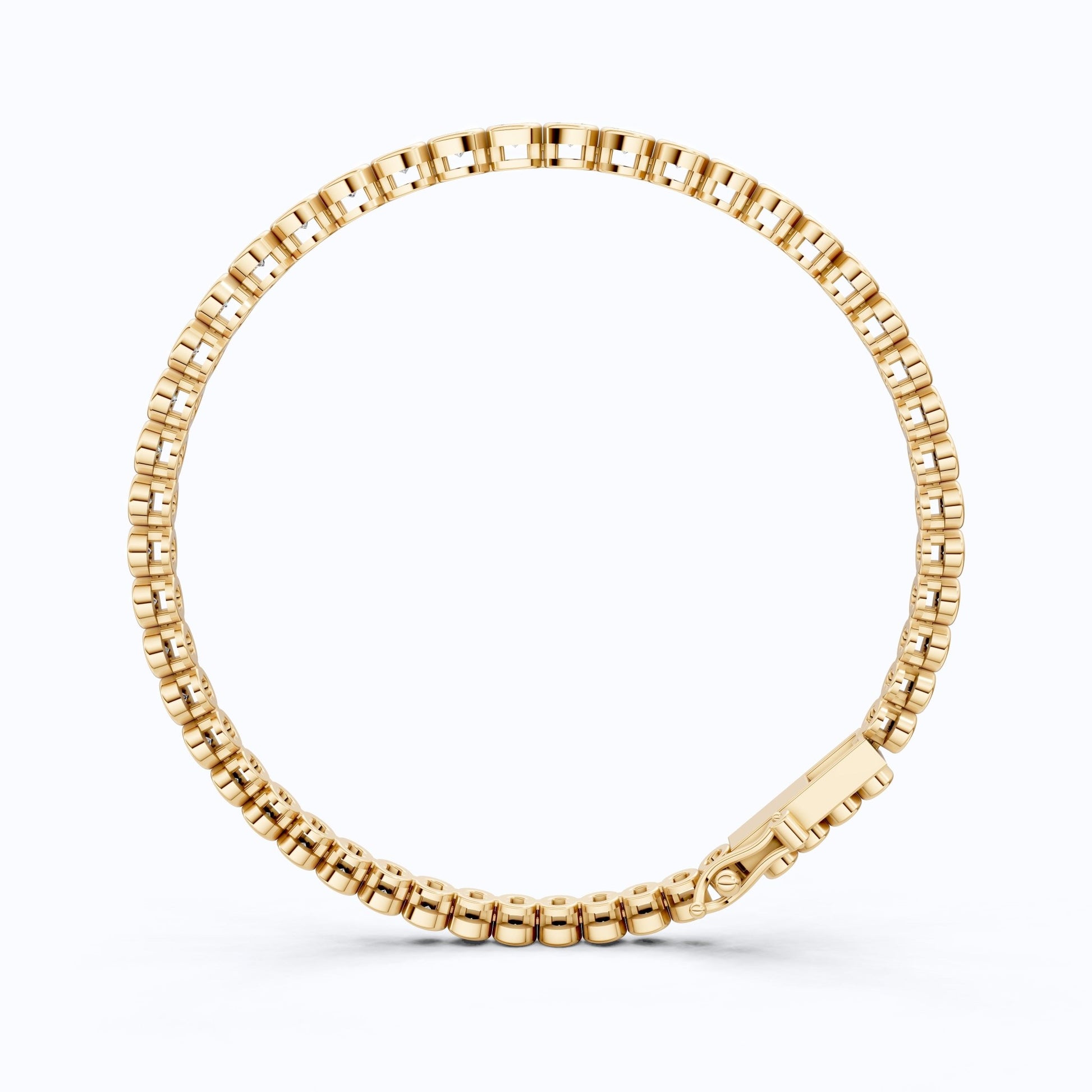 Minimalist Sleek Bezel - Set Round Tennis Bracelet in Lab Diamond – 14k Rose Gold, Gift for Women, Elegant Dainty Bracelet - Shoora Designs