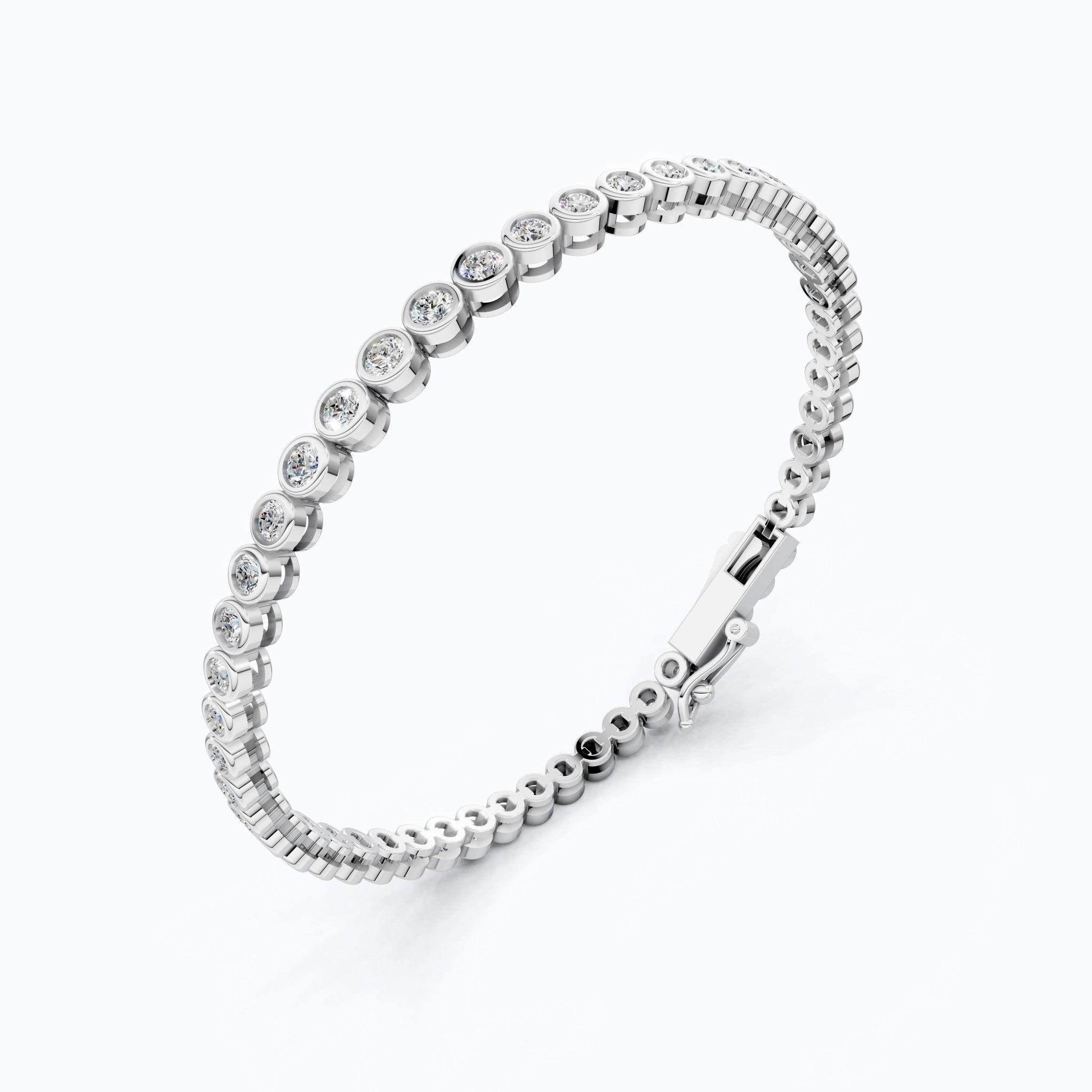 Minimalist Sleek Bezel - Set Round Tennis Bracelet in Lab Diamond – 14k Rose Gold, Gift for Women, Elegant Dainty Bracelet - Shoora Designs