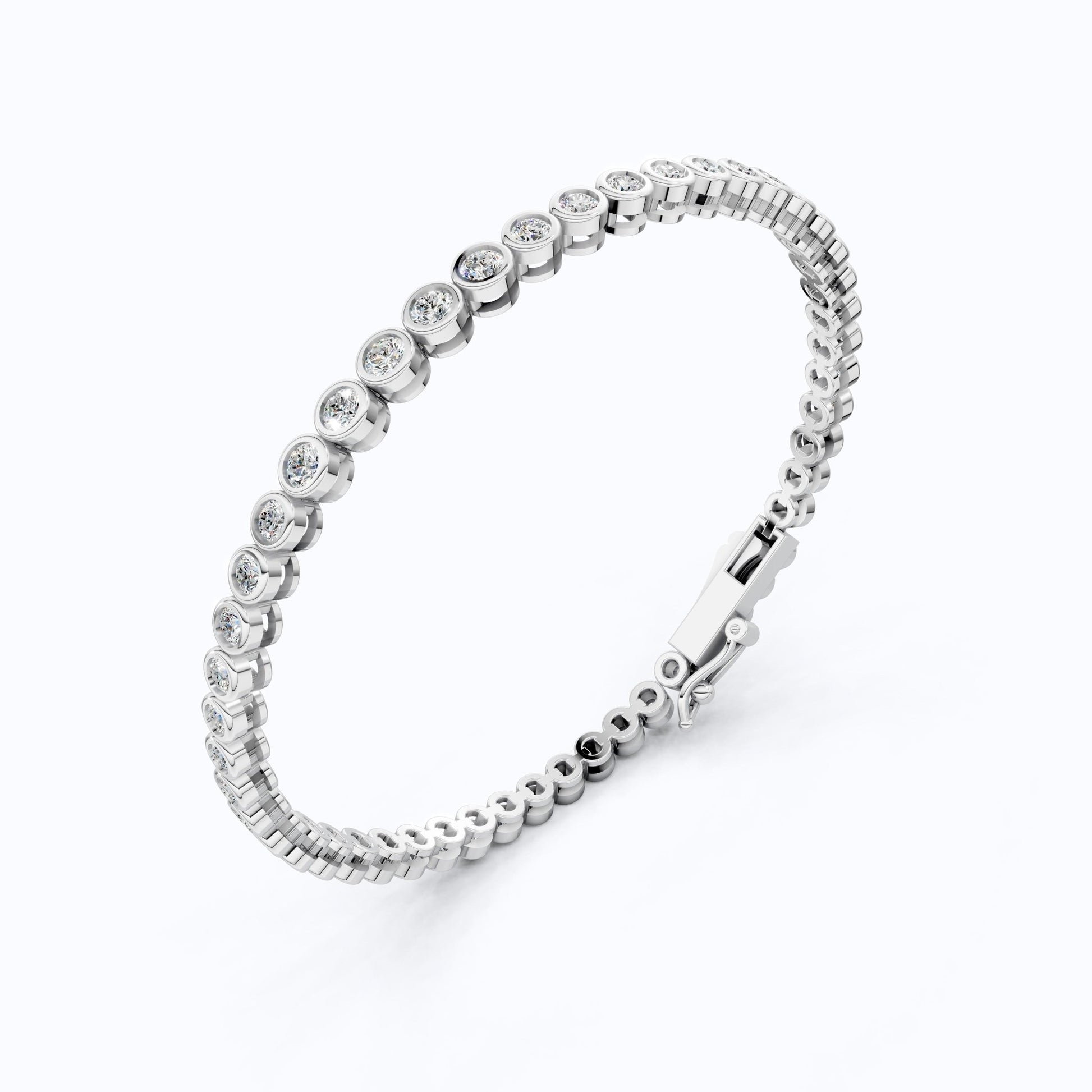 Minimalist Sleek Bezel - Set Round Tennis Bracelet in Lab Diamond – 14k Rose Gold, Gift for Women, Elegant Dainty Bracelet - Shoora Designs