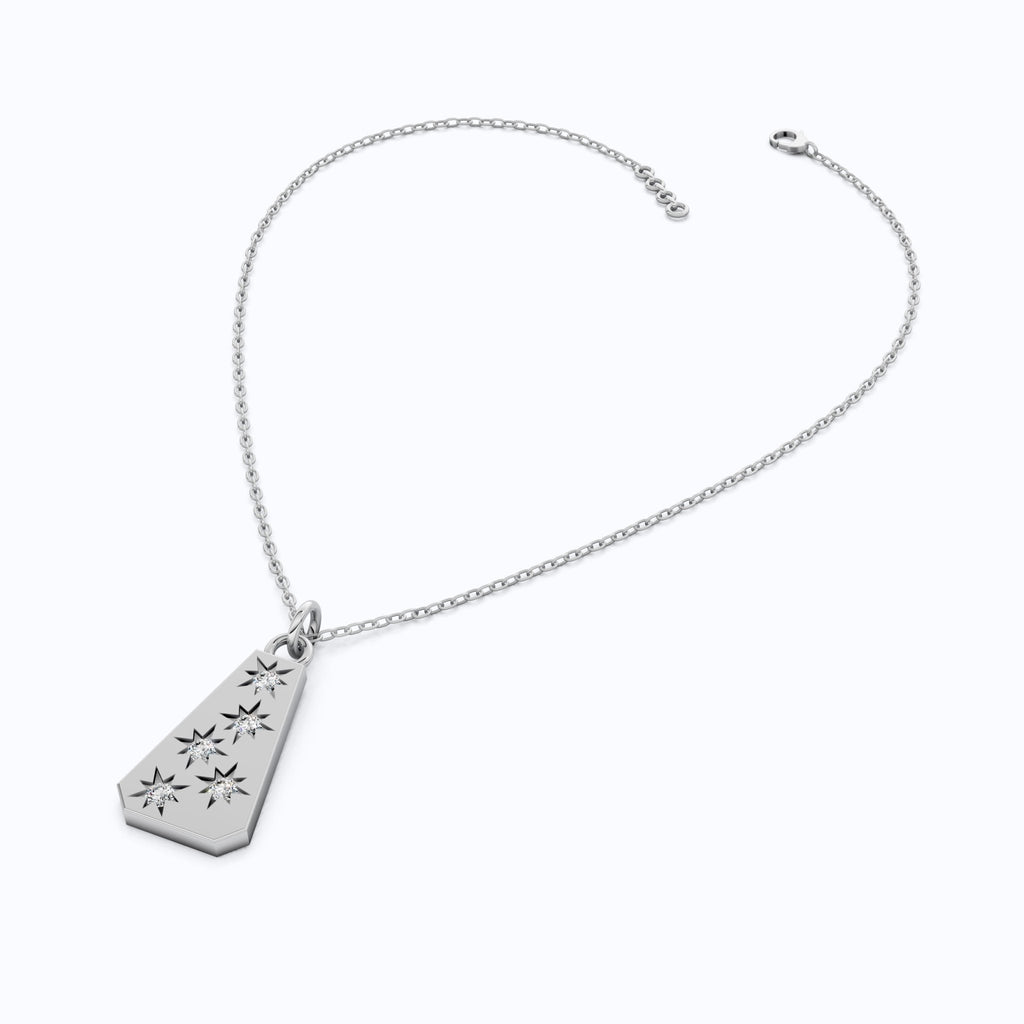 Minimalist Tapered Rectangle Star Engraved Tag Everyday Pendant in Lab Grown Diamond - 14k Solid Gold, Birthday Gift For Women, Wedding Jewelry - Shoora Designs