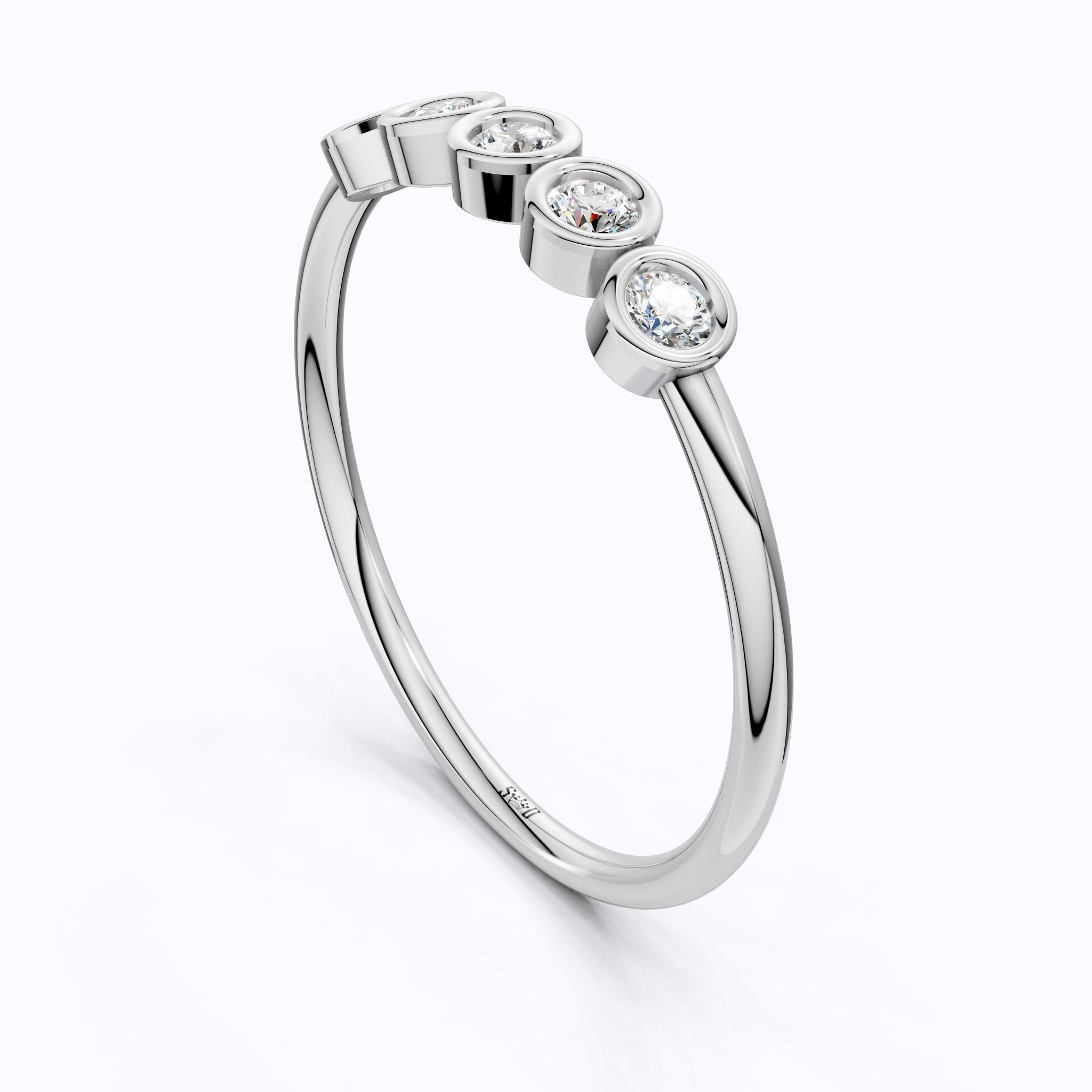 Modern Bezel Five Stone Stacker Ring in 14K Solid Gold, 0.18 TCW Round Cut Lab Diamonds, Promise Ring, Wedding Band Gift for Her, Bridal Jewelry - Shoora Designs