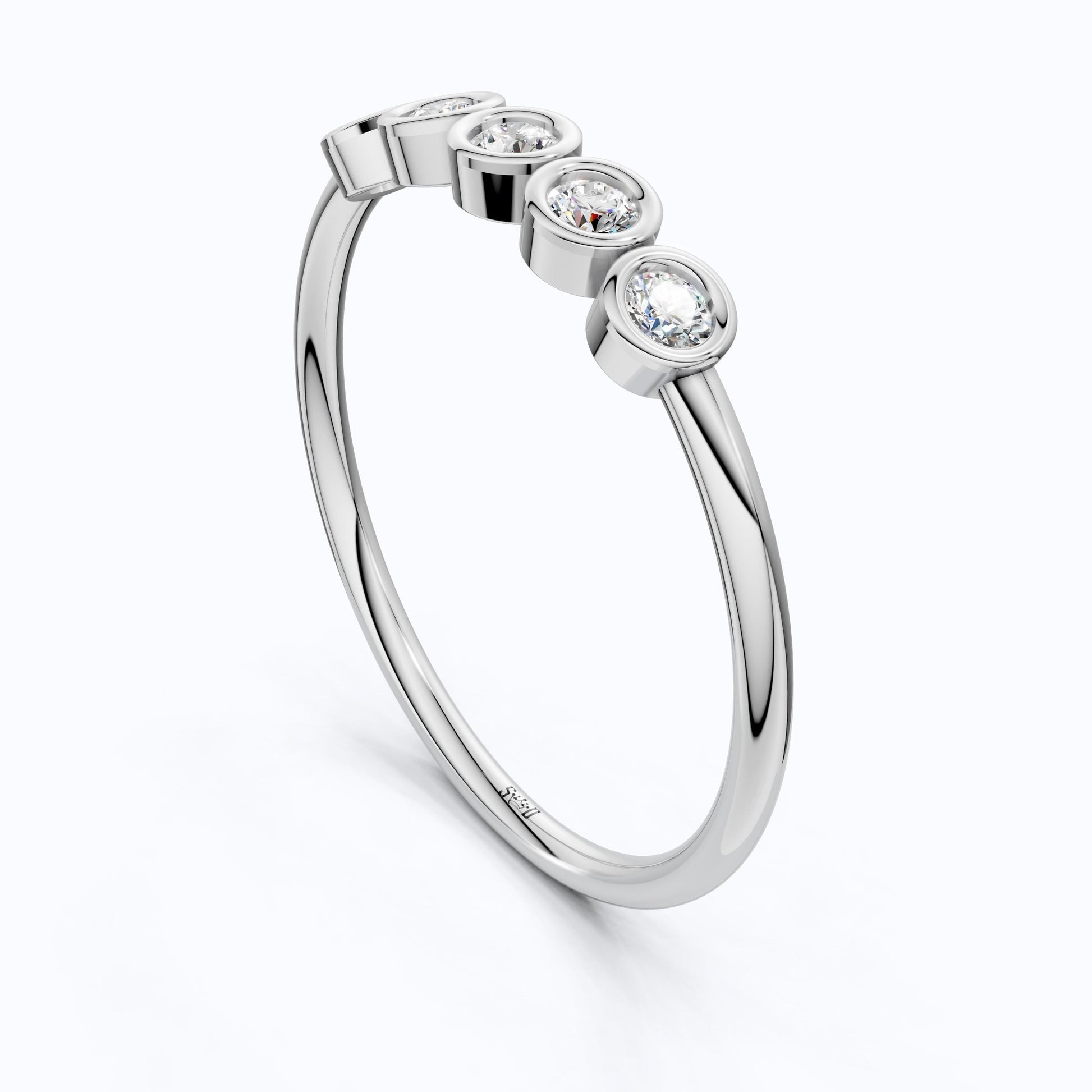 Modern Bezel Five Stone Stacker Ring in 14K Solid Gold, 0.18 TCW Round Cut Lab Diamonds, Promise Ring, Wedding Band Gift for Her, Bridal Jewelry - Shoora Designs