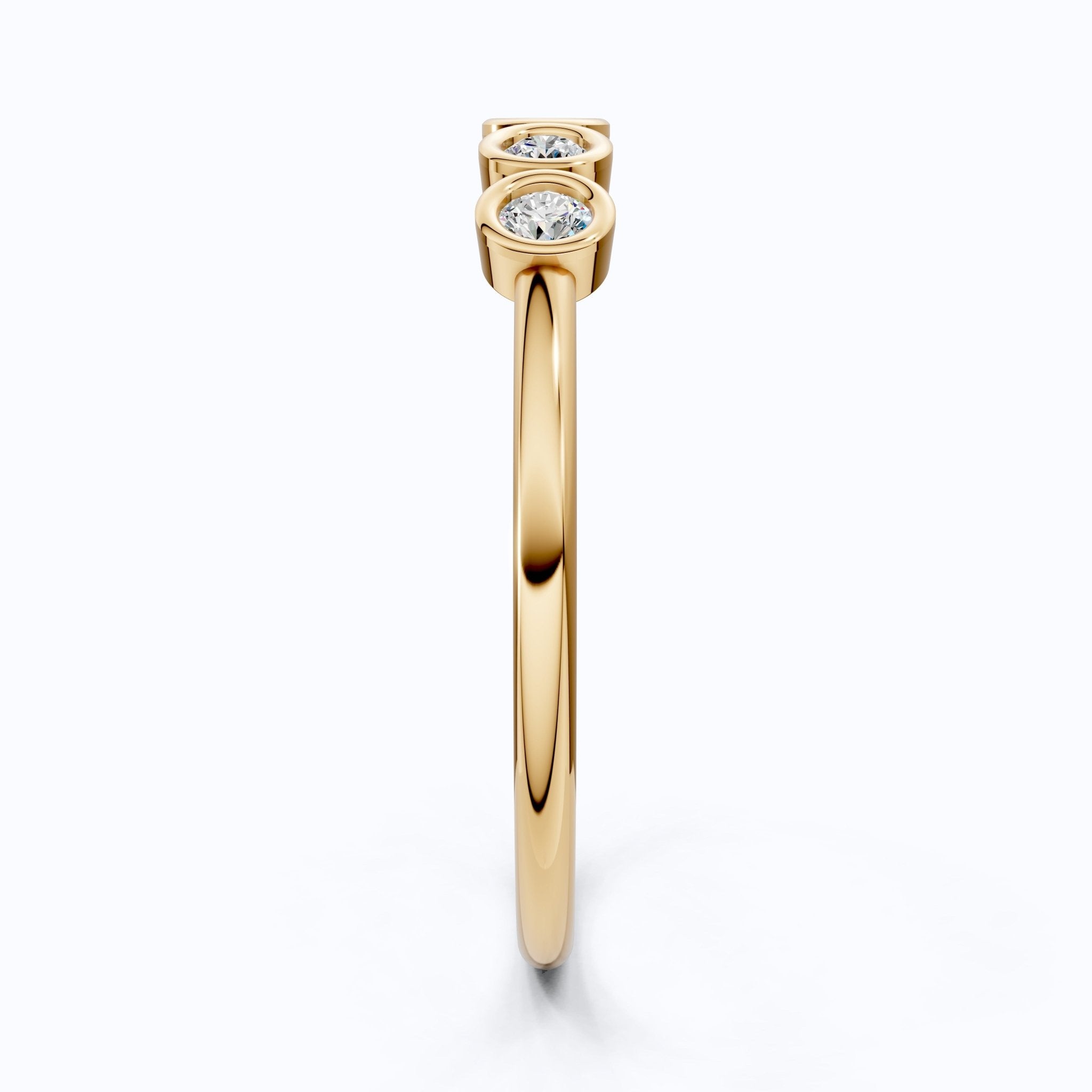 Modern Bezel Five Stone Stacker Ring in 14K Solid Gold, 0.18 TCW Round Cut Lab Diamonds, Promise Ring, Wedding Band Gift for Her, Bridal Jewelry - Shoora Designs