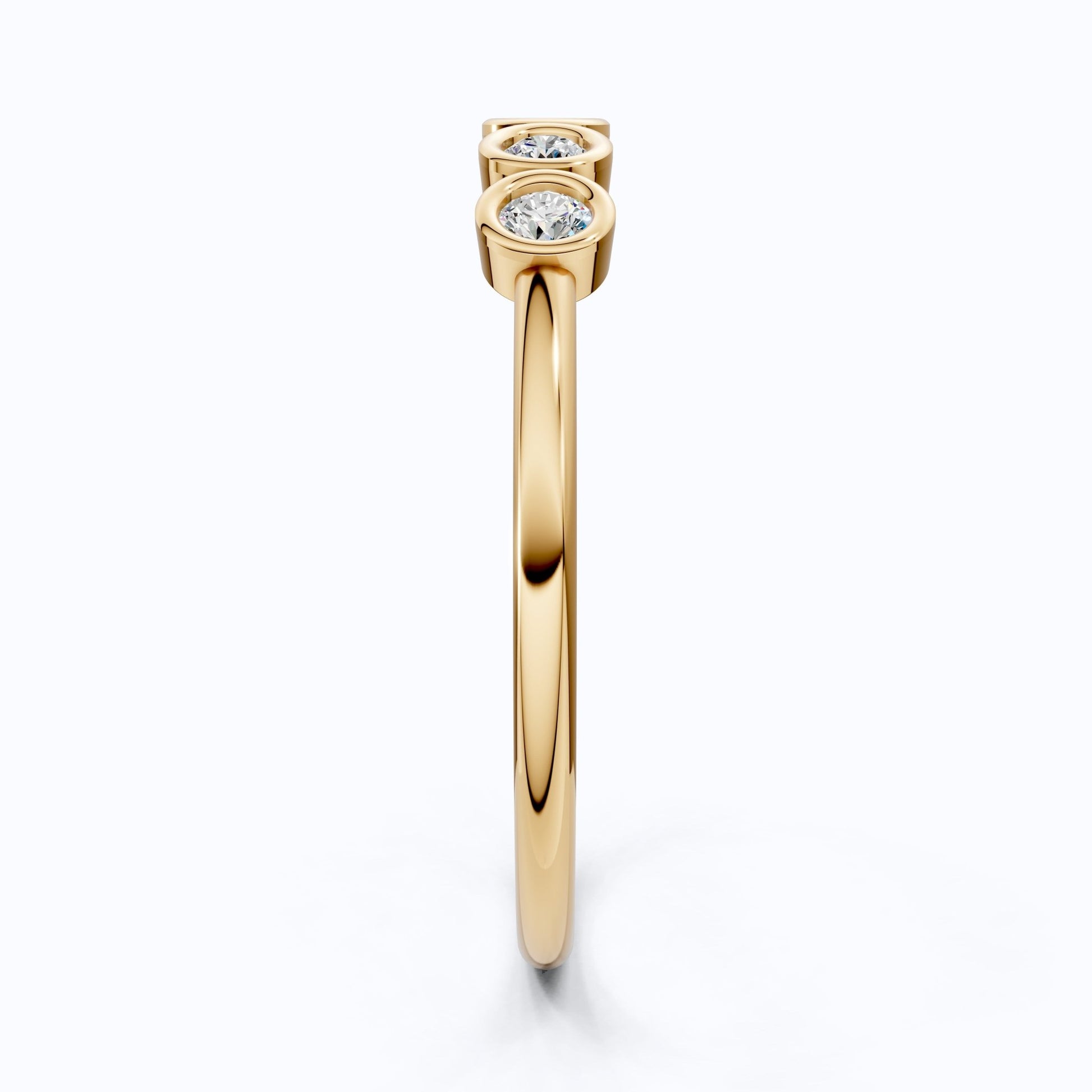 Modern Bezel Five Stone Stacker Ring in 14K Solid Gold, 0.18 TCW Round Cut Lab Diamonds, Promise Ring, Wedding Band Gift for Her, Bridal Jewelry - Shoora Designs