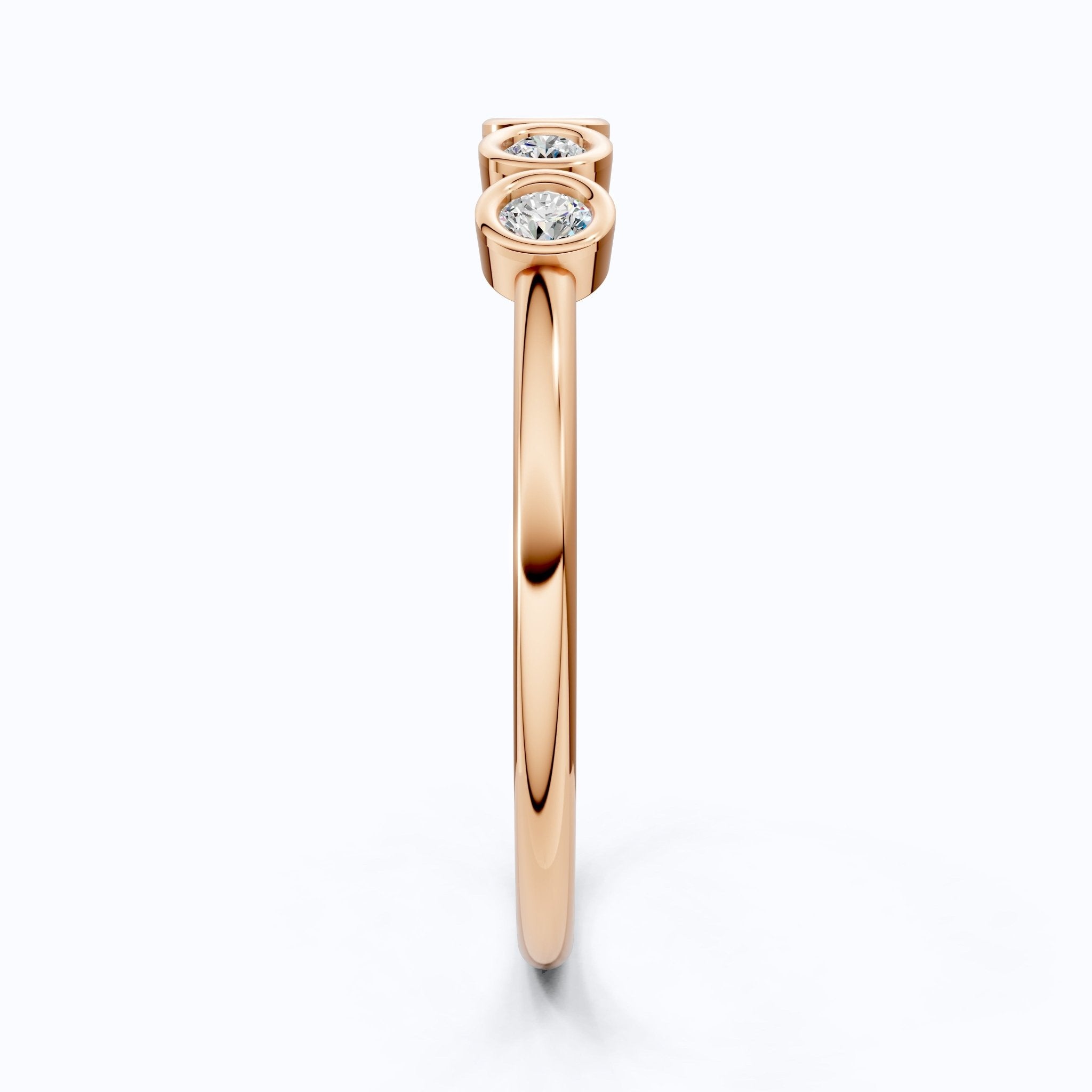 Modern Bezel Five Stone Stacker Ring in 14K Solid Gold, 0.18 TCW Round Cut Lab Diamonds, Promise Ring, Wedding Band Gift for Her, Bridal Jewelry - Shoora Designs