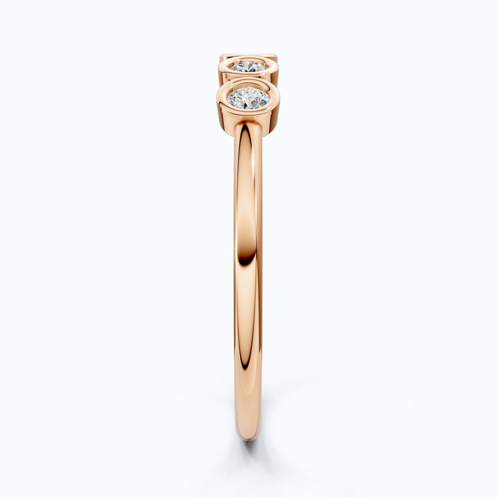 Modern Bezel Five Stone Stacker Ring in 14K Solid Gold, 0.18 TCW Round Cut Lab Diamonds, Promise Ring, Wedding Band Gift for Her, Bridal Jewelry - Shoora Designs