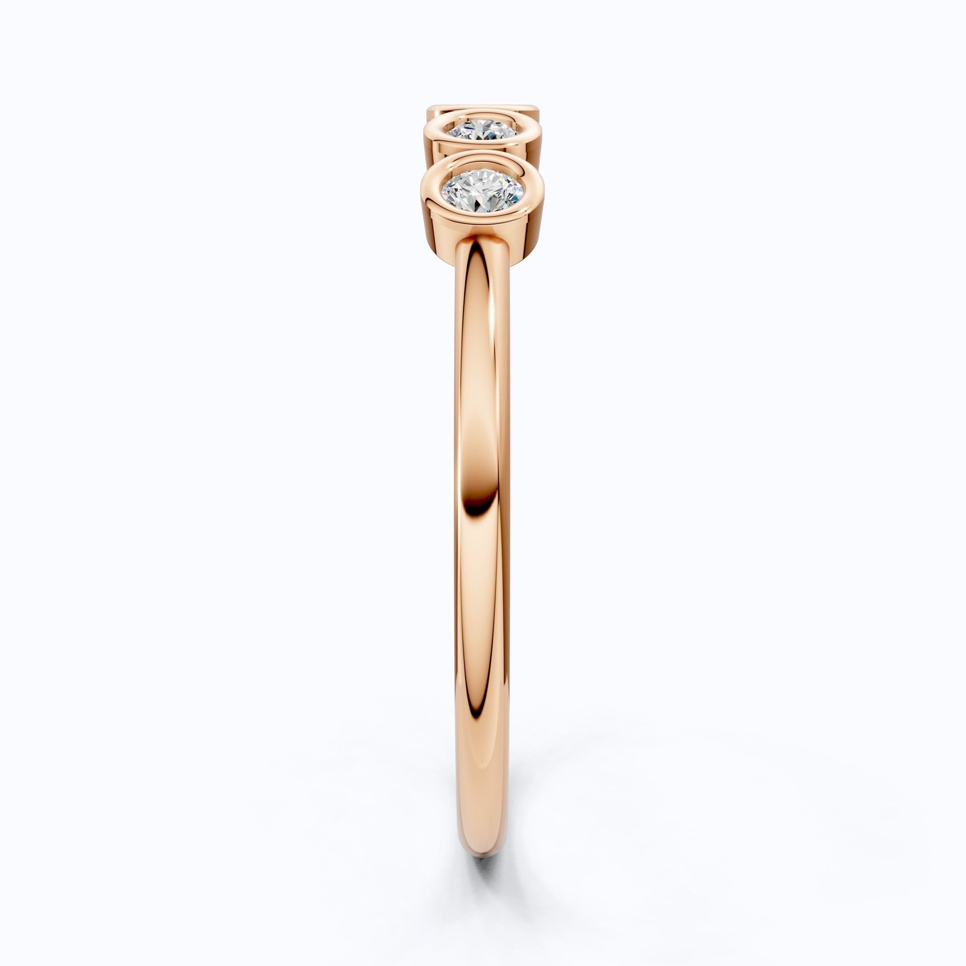 Modern Bezel Five Stone Stacker Ring in 14K Solid Gold, 0.18 TCW Round Cut Lab Diamonds, Promise Ring, Wedding Band Gift for Her, Bridal Jewelry - Shoora Designs