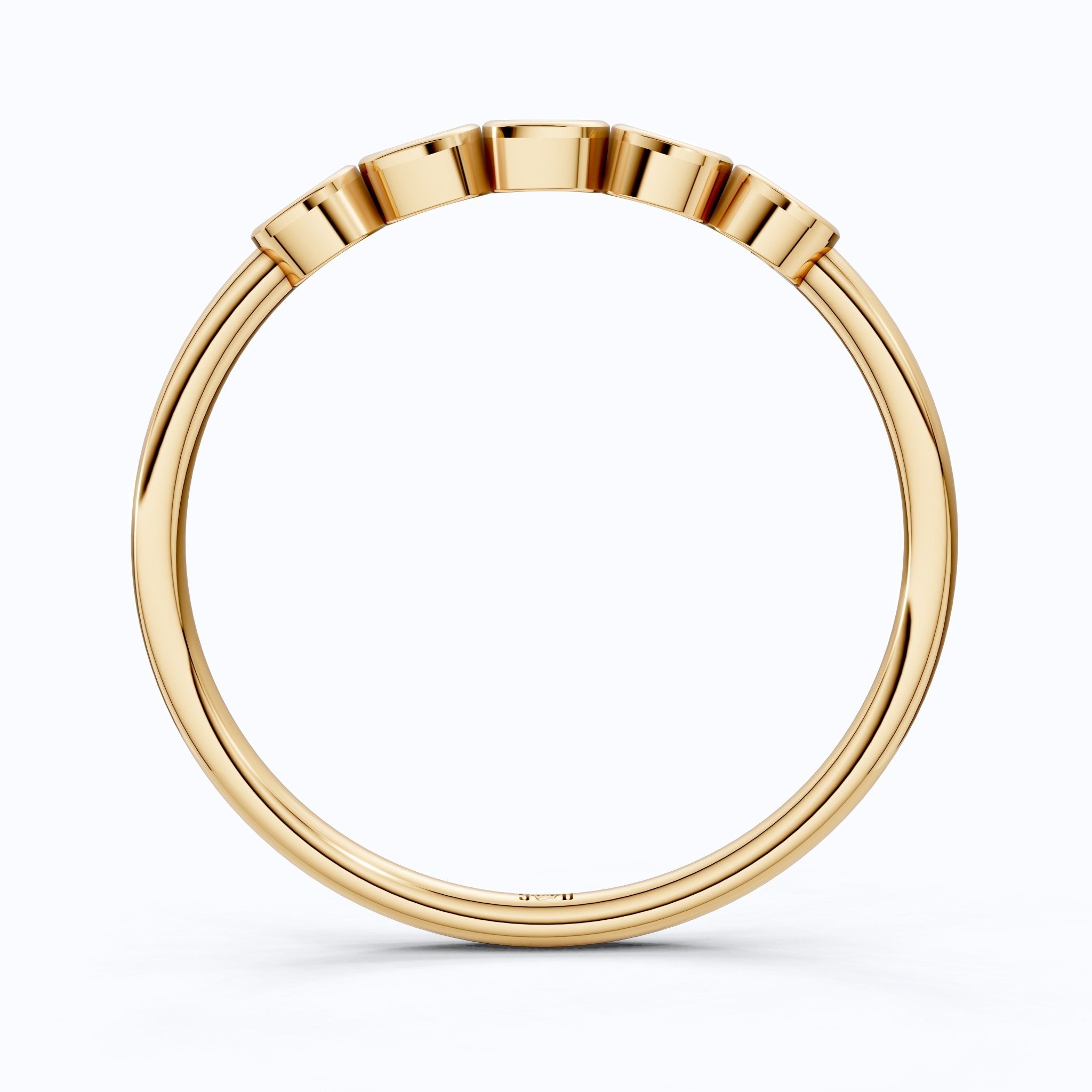 Modern Bezel Five Stone Stacker Ring in 14K Solid Gold, 0.18 TCW Round Cut Lab Diamonds, Promise Ring, Wedding Band Gift for Her, Bridal Jewelry - Shoora Designs