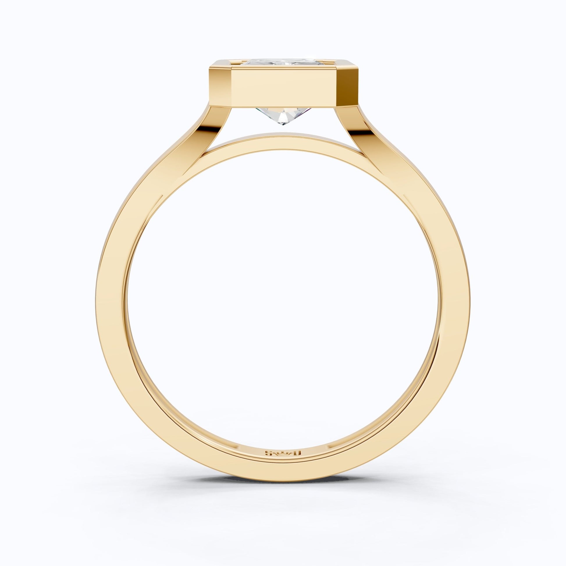 Modern Bezel Set Rectangle Solitaire Engagement Ring in 18K Solid Gold, 2.00 CT Radiant Cut Lab Created Diamond, Anniversary Gift for Her, Handmade Bridal Jewelry - Shoora Designs
