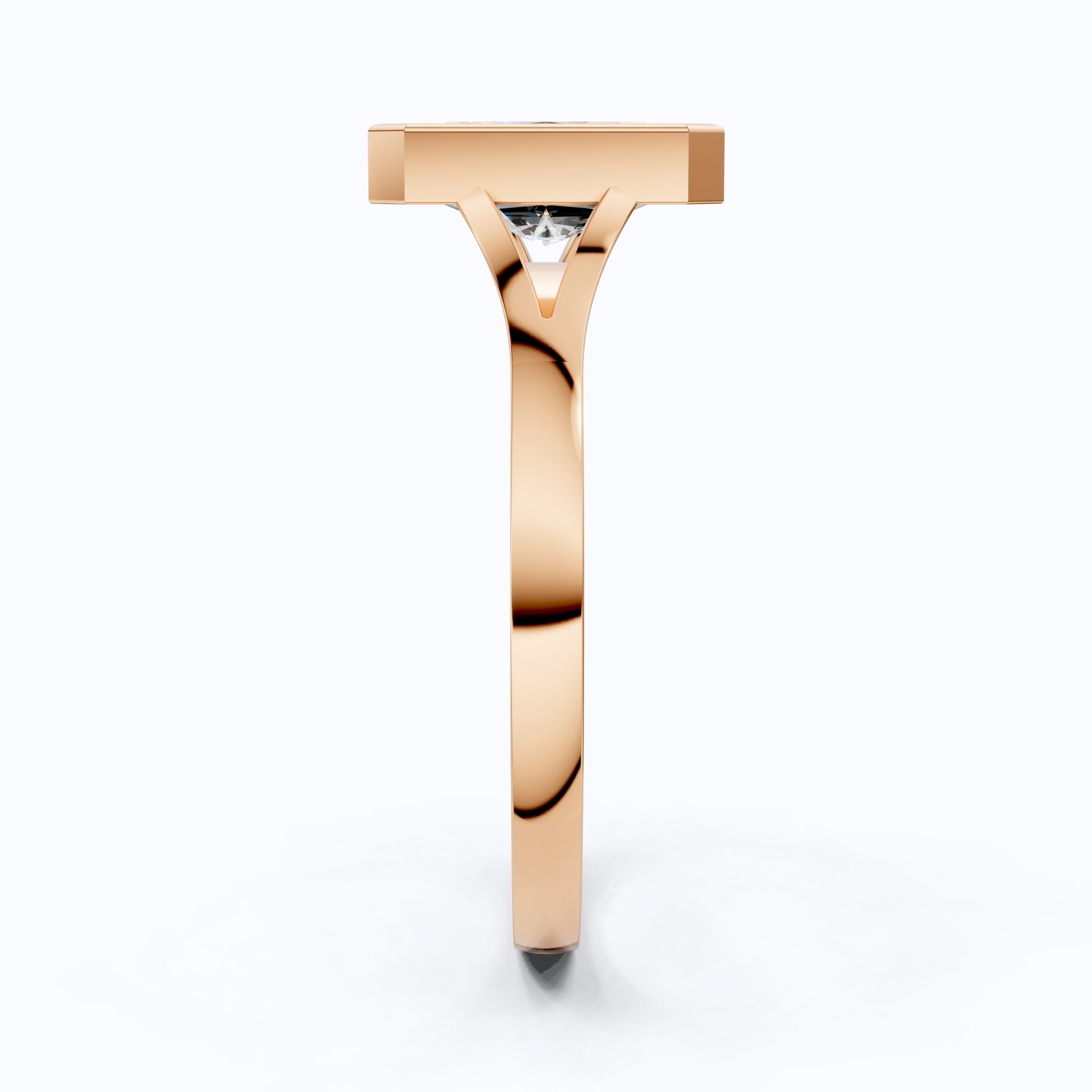 Modern Bezel Set Rectangle Solitaire Engagement Ring in 18K Solid Gold, 2.00 CT Radiant Cut Lab Created Diamond, Anniversary Gift for Her, Handmade Bridal Jewelry - Shoora Designs