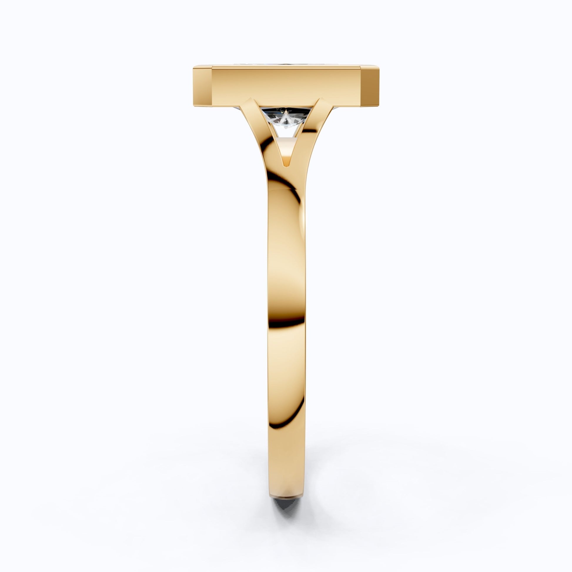 Modern Bezel Set Rectangle Solitaire Engagement Ring in 18K Solid Gold, 2.00 CT Radiant Cut Lab Created Diamond, Anniversary Gift for Her, Handmade Bridal Jewelry - Shoora Designs