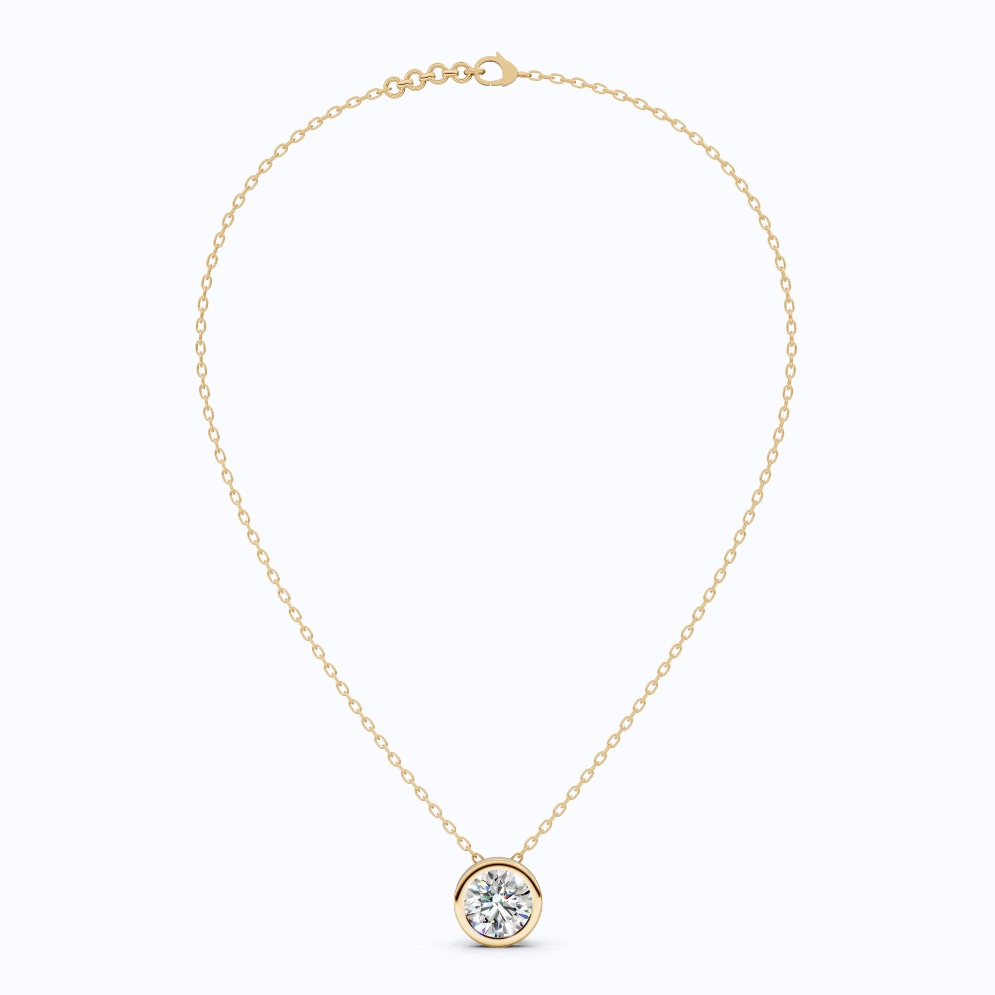 Modern Bezel Set Solitaire Pendant in 14K Solid Gold, 1.00 CT Round Cut Lab Grown Diamond, Wedding Gift for Her, Birthday Gift For Her - Shoora Designs