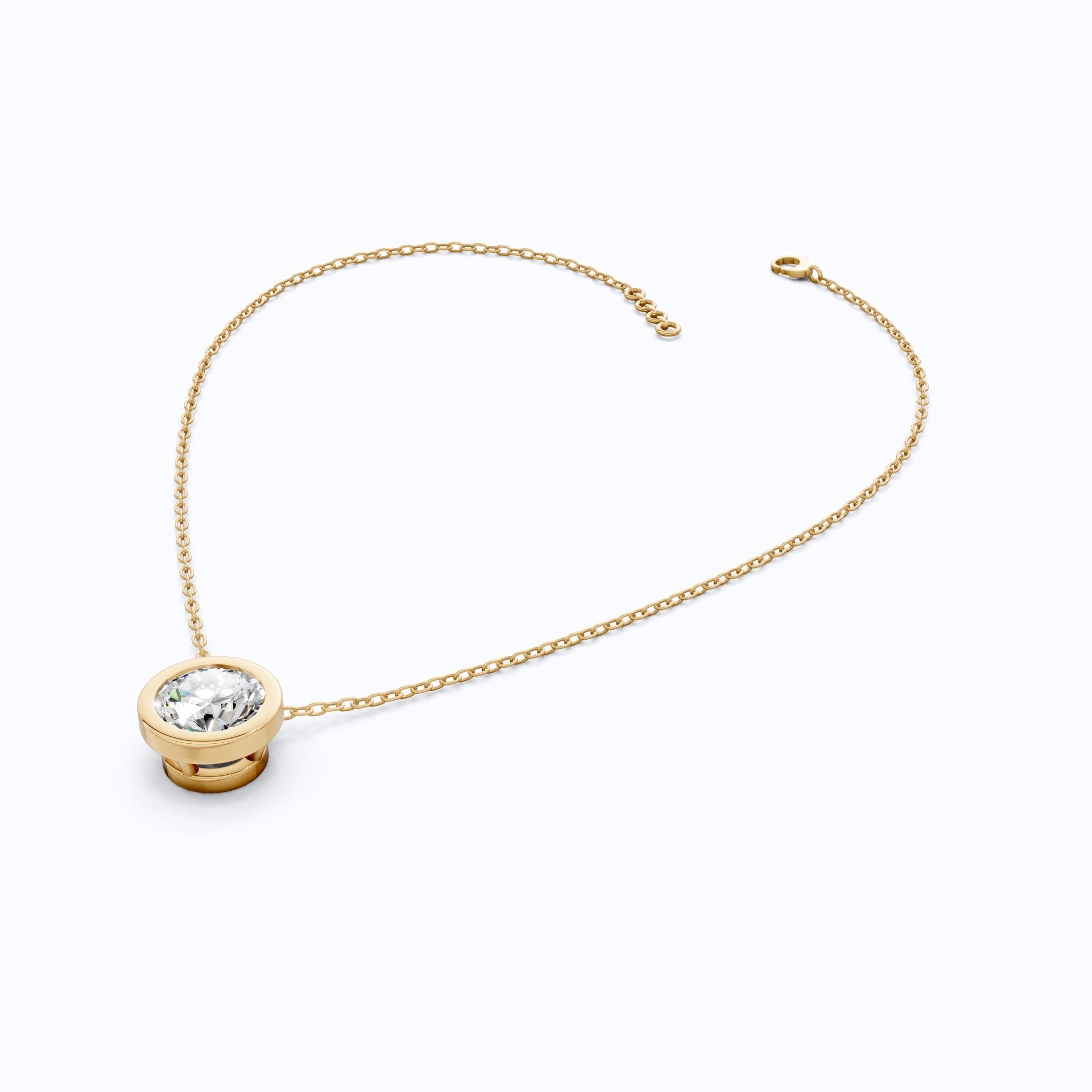 Modern Bezel Set Solitaire Pendant in 14K Solid Gold, 1.00 CT Round Cut Lab Grown Diamond, Wedding Gift for Her, Birthday Gift For Her - Shoora Designs