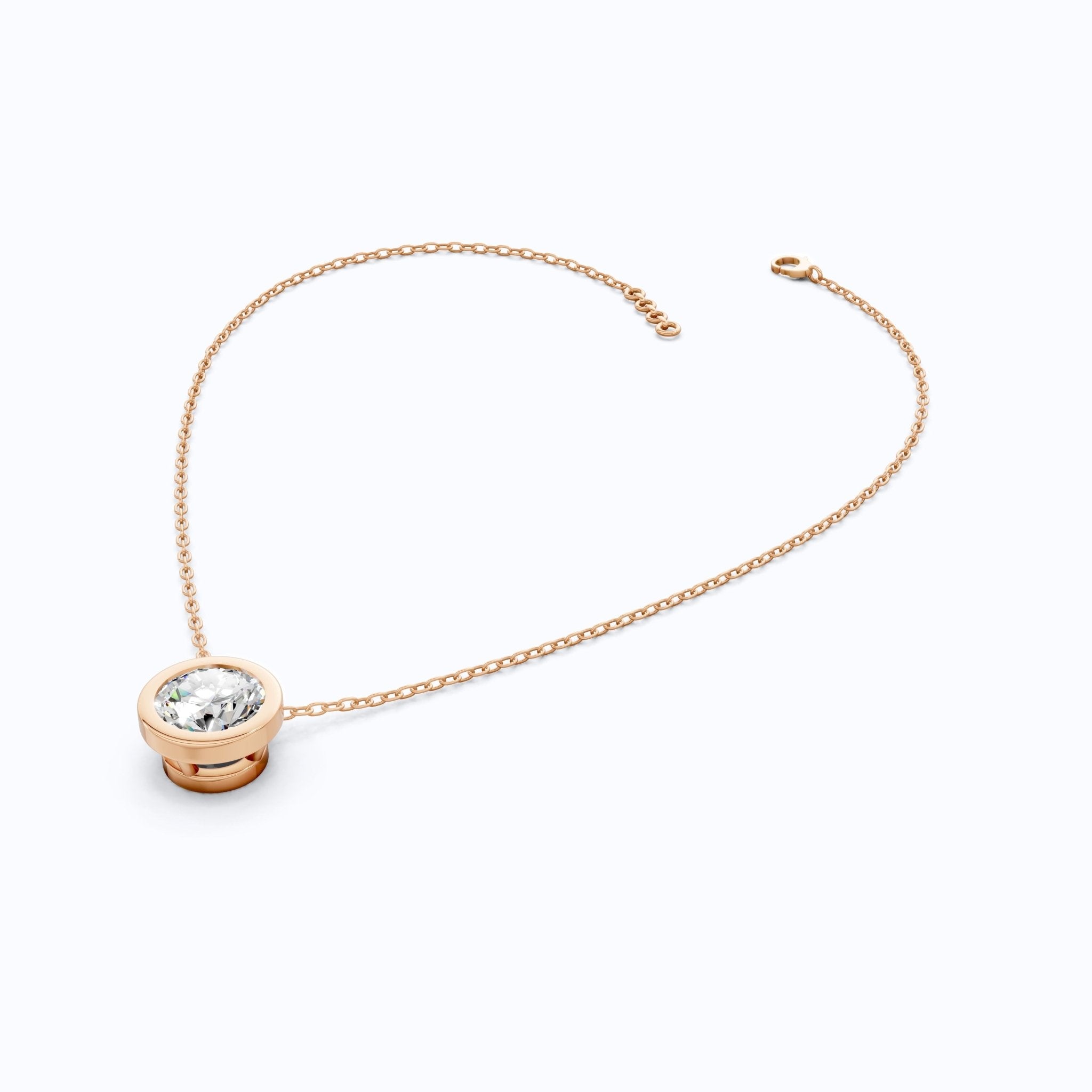 Modern Bezel Set Solitaire Pendant in 14K Solid Gold, 1.00 CT Round Cut Lab Grown Diamond, Wedding Gift for Her, Birthday Gift For Her - Shoora Designs