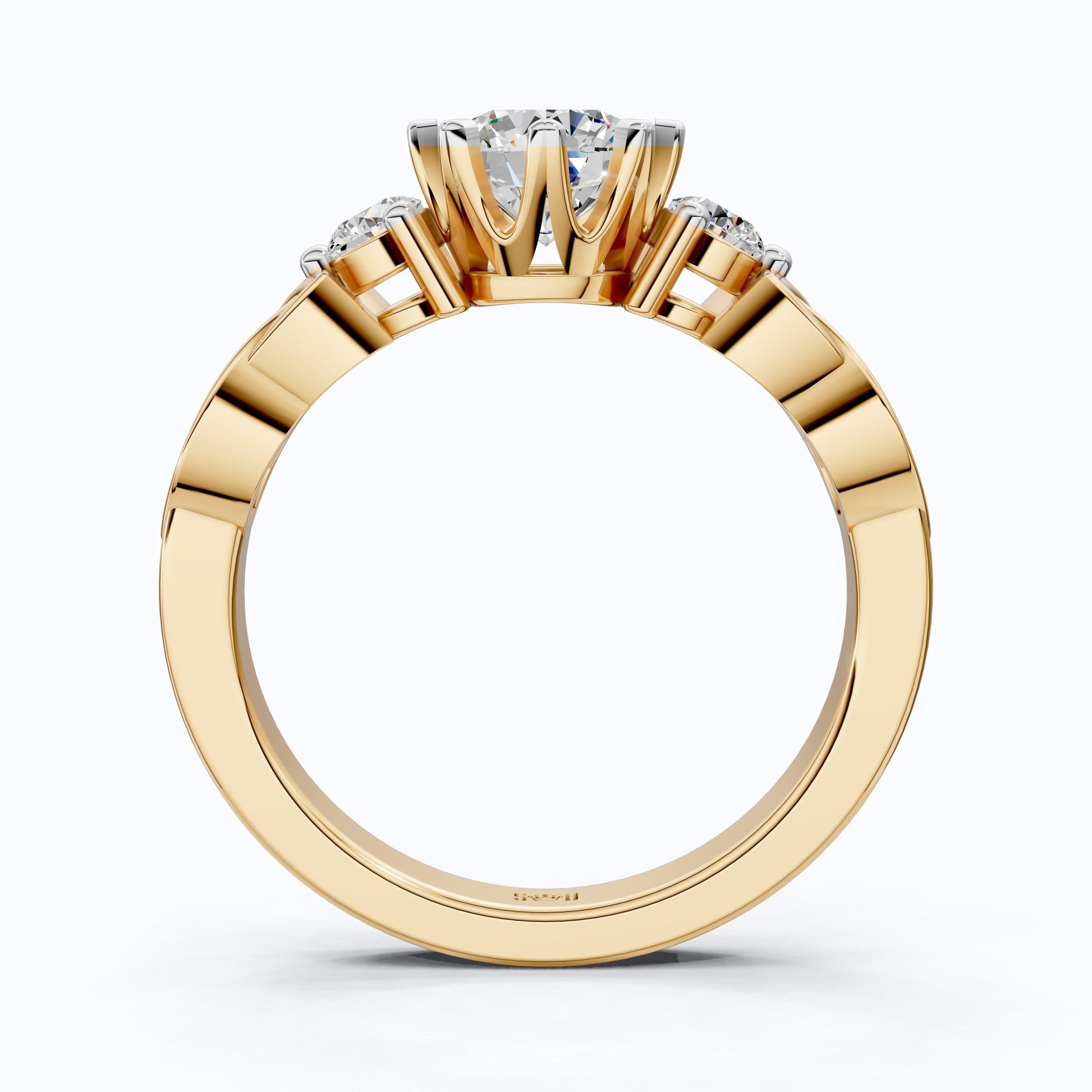 Modern Celtic Knot Trilogy Engagement Ring in 14K Solid Gold, 0.84 CT Round Cut Lab Created Diamond,Promise Ring, Anniversary Gift For Her - Shoora Designs