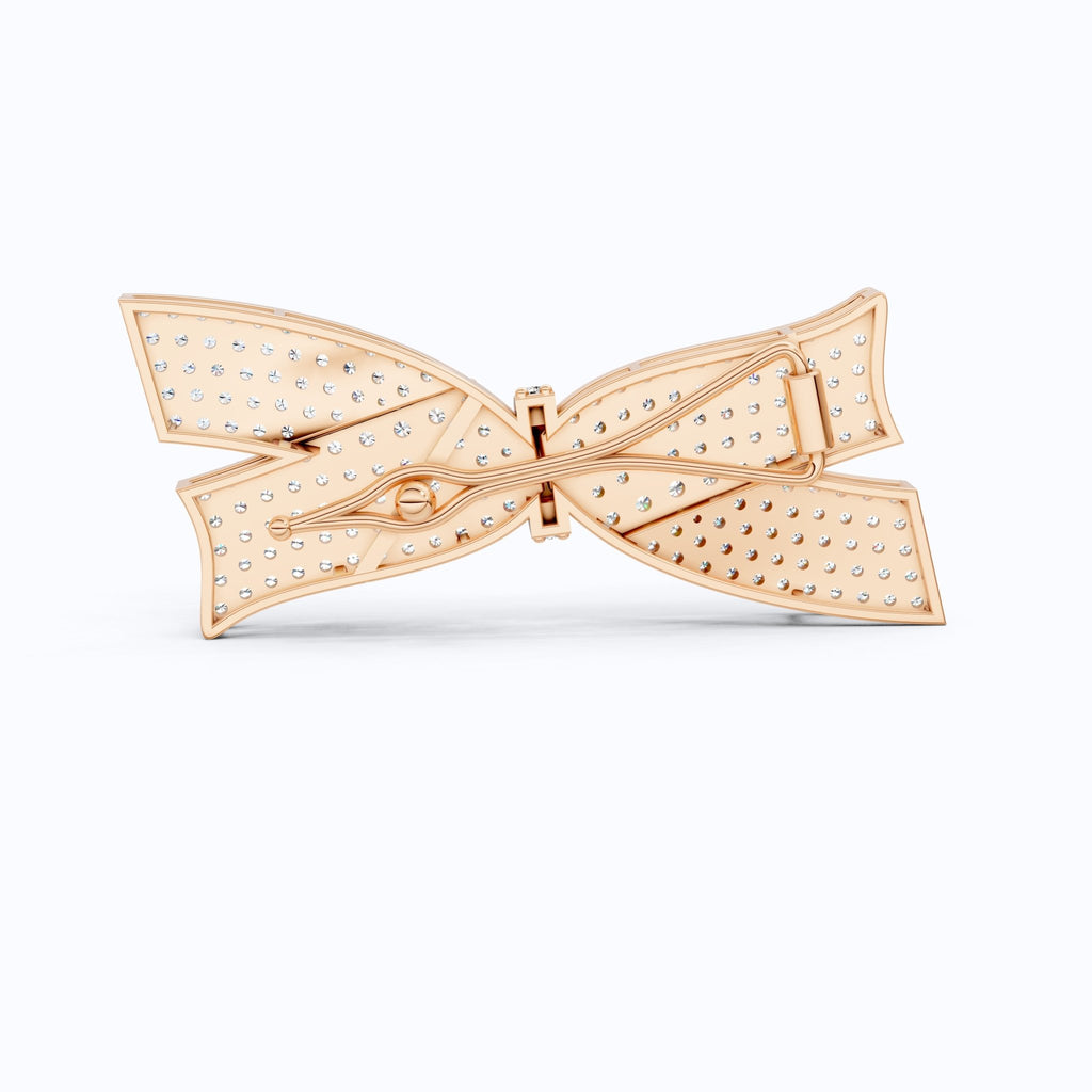 Modern Diamond Bow Hair Pin in 14K Rose Gold with 3.86 TCW Lab Diamonds, Stylish Bridal Accessory, Luxury Gift for Ladies - Shoora Designs