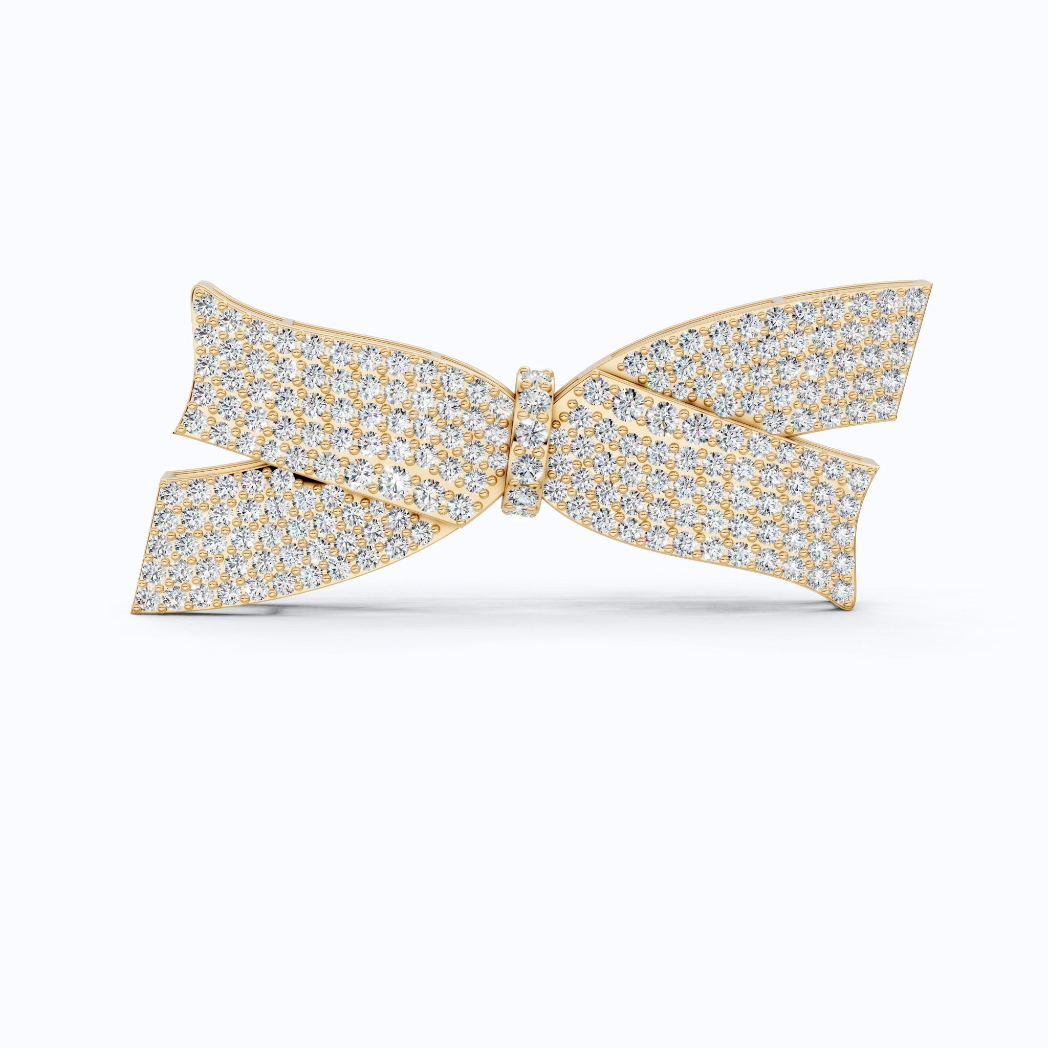 Modern Diamond Bow Hair Pin in 14K Rose Gold with 3.86 TCW Lab Diamonds, Stylish Bridal Accessory, Luxury Gift for Ladies - Shoora Designs