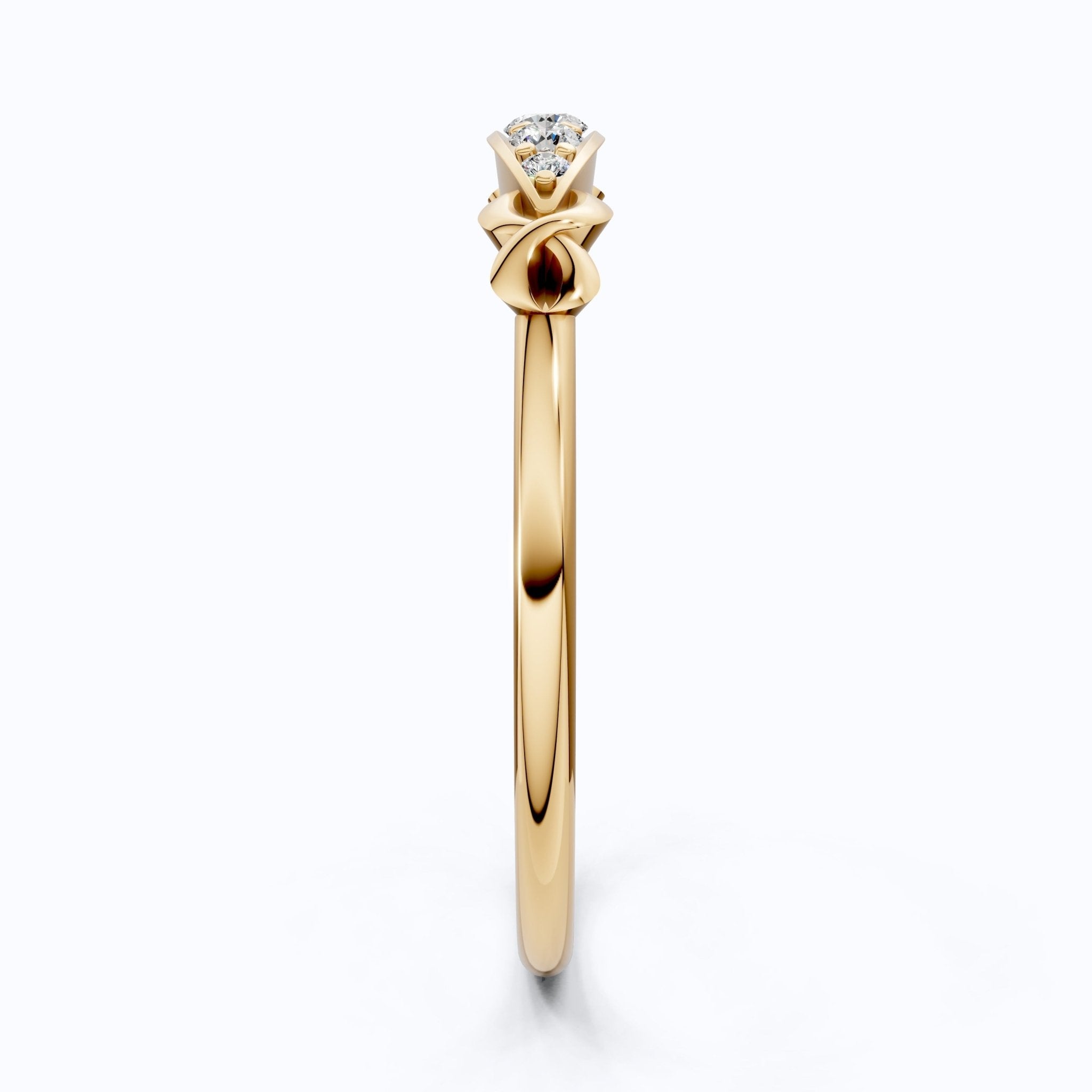 Modern Five - Stone Twisted Stacker Wedding Band in 14K Solid Gold, 0.09 TCW Round Cut Lab Grown Diamonds, Promise Ring, Stackable Jewelry, Birthday Gift for Her - Shoora Designs