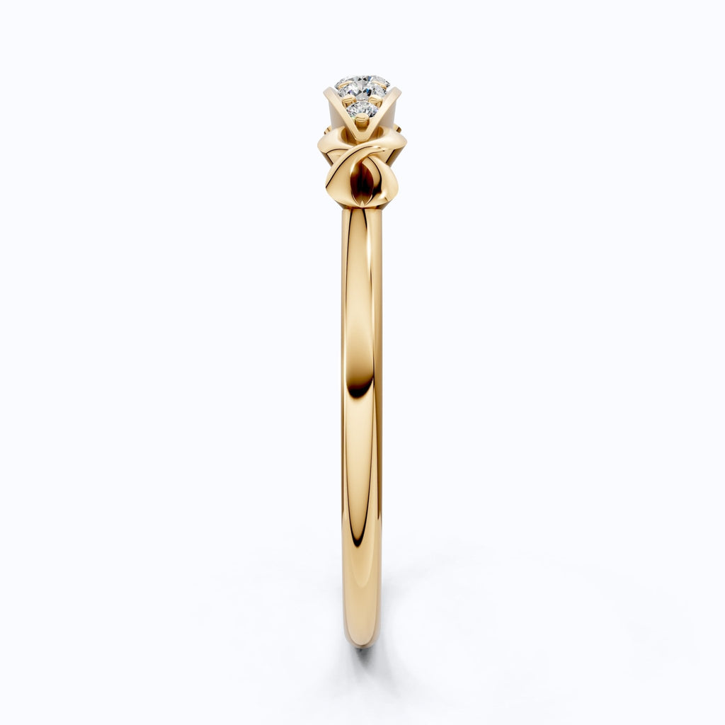 Modern Five - Stone Twisted Stacker Wedding Band in 14K Solid Gold, 0.09 TCW Round Cut Lab Grown Diamonds, Promise Ring, Stackable Jewelry, Birthday Gift for Her - Shoora Designs