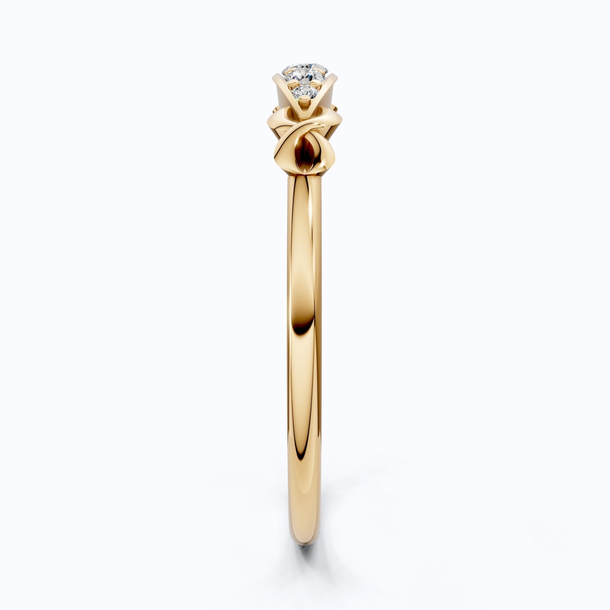 Modern Five - Stone Twisted Stacker Wedding Band in 14K Solid Gold, 0.09 TCW Round Cut Lab Grown Diamonds, Promise Ring, Stackable Jewelry, Birthday Gift for Her - Shoora Designs