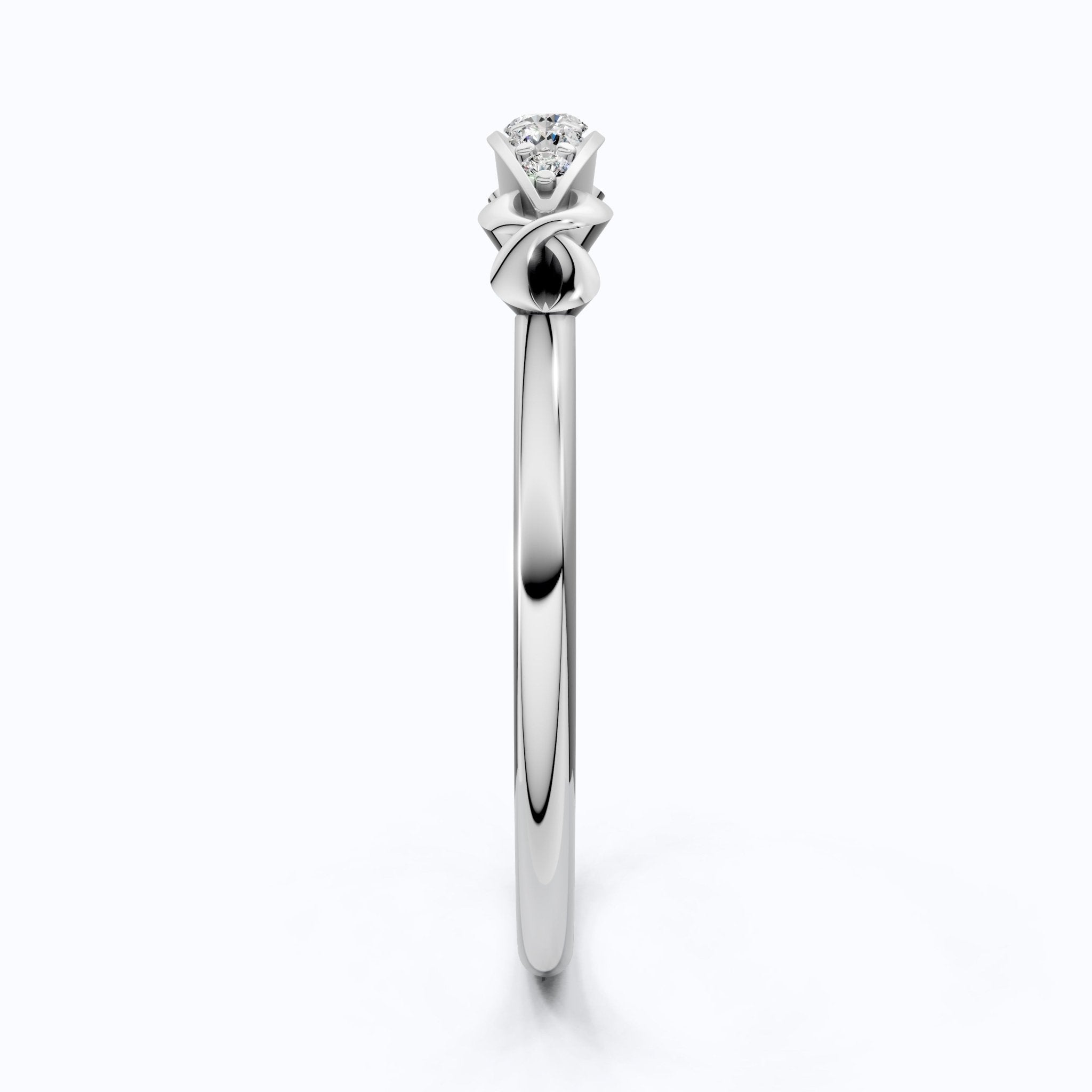 Modern Five - Stone Twisted Stacker Wedding Band in 14K Solid Gold, 0.09 TCW Round Cut Lab Grown Diamonds, Promise Ring, Stackable Jewelry, Birthday Gift for Her - Shoora Designs