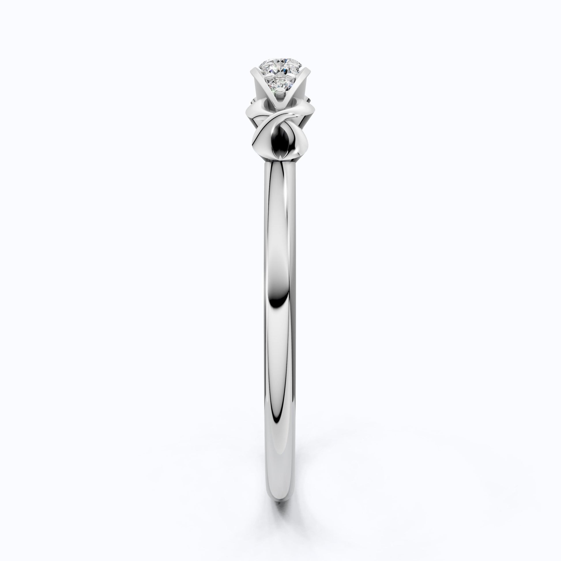 Modern Five - Stone Twisted Stacker Wedding Band in 14K Solid Gold, 0.09 TCW Round Cut Lab Grown Diamonds, Promise Ring, Stackable Jewelry, Birthday Gift for Her - Shoora Designs