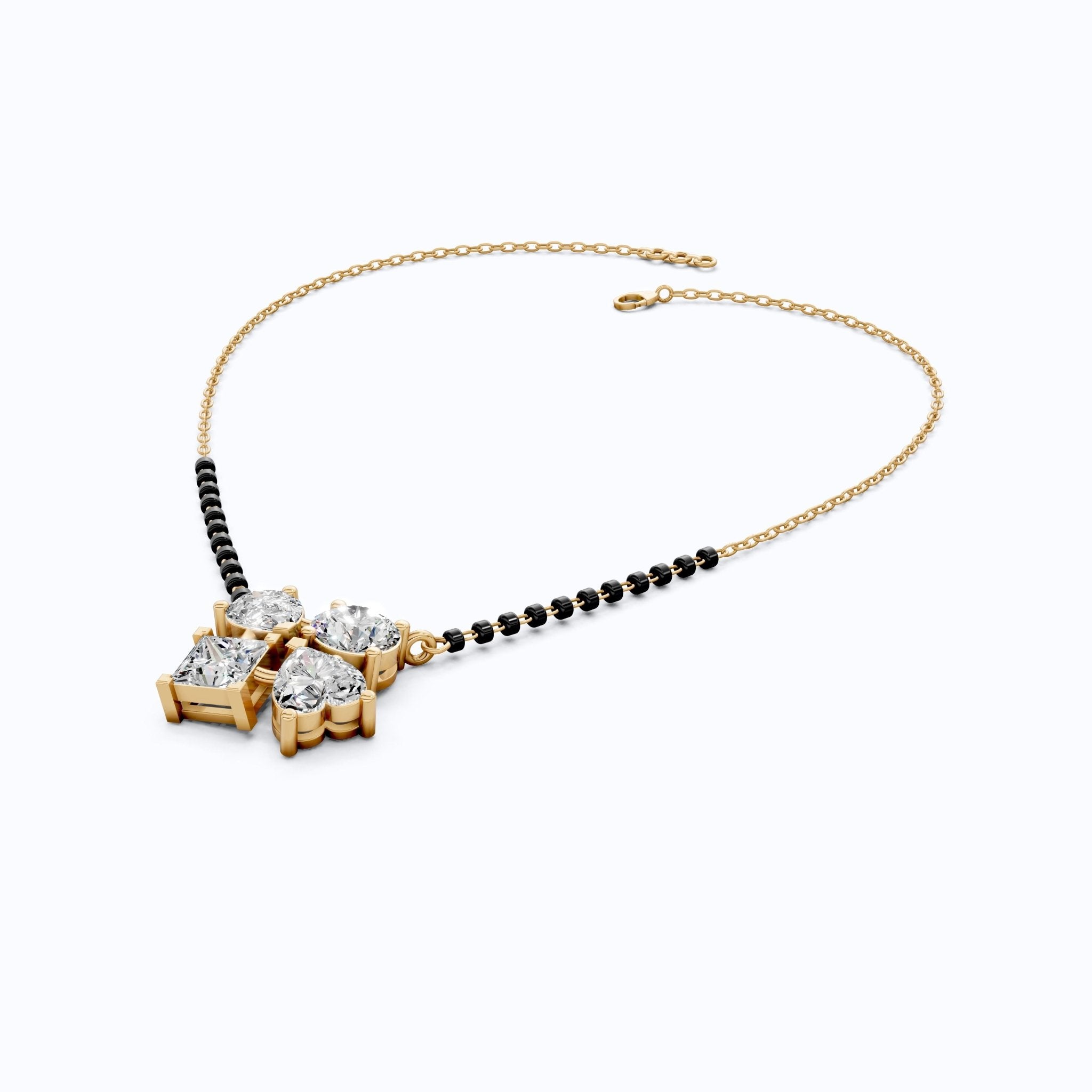 Modern Geometric Cluster Tanmaniya Mangalsutra in 14k Solid Gold, 4.25 TCW Multi Stone Lab Diamonds, Wedding Gift for Women, Everyday Jewelry - Shoora Designs