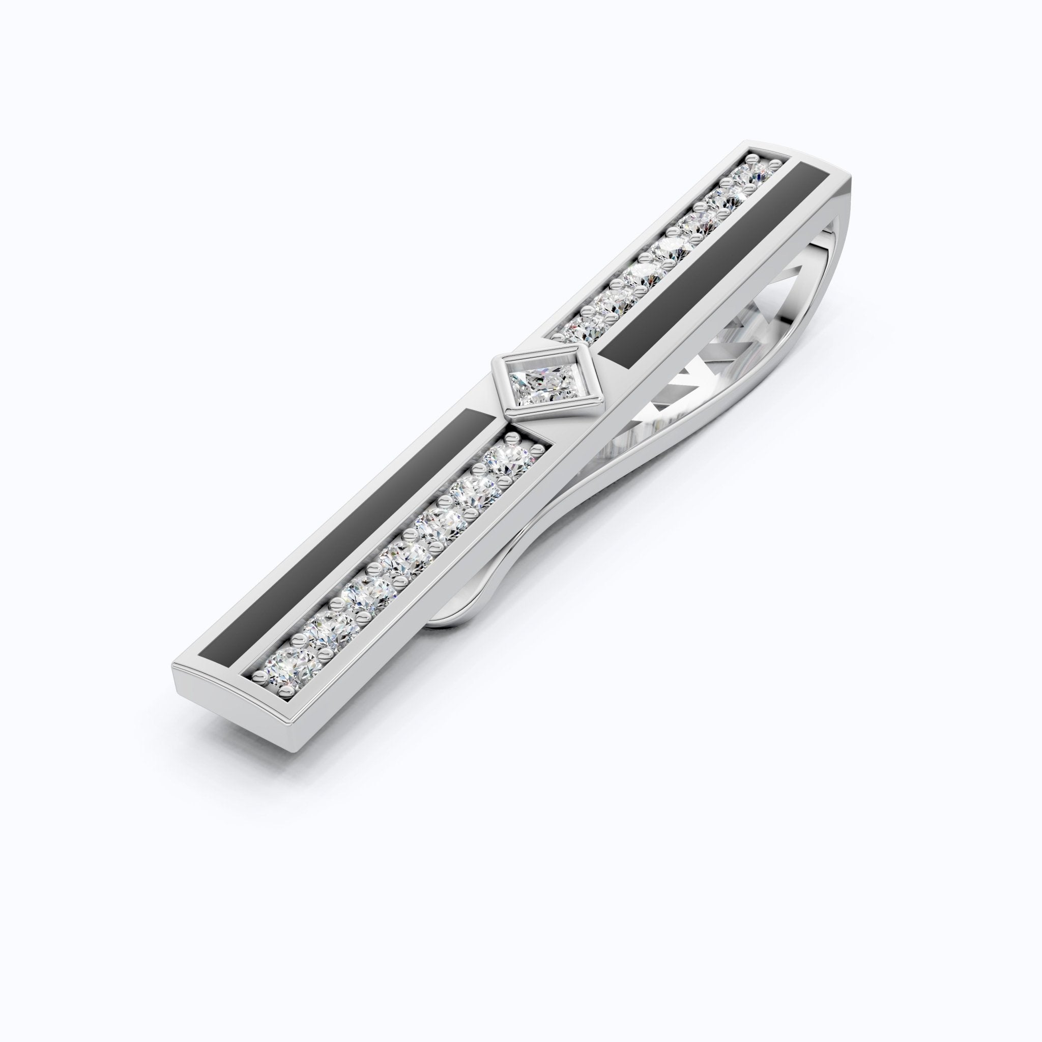 Modern Gold Tie Pin with Enamel in 14K Yellow Gold, Black Enamel Accent Jewelry, Designer Groom Accessory, Gift for Him - Shoora Designs