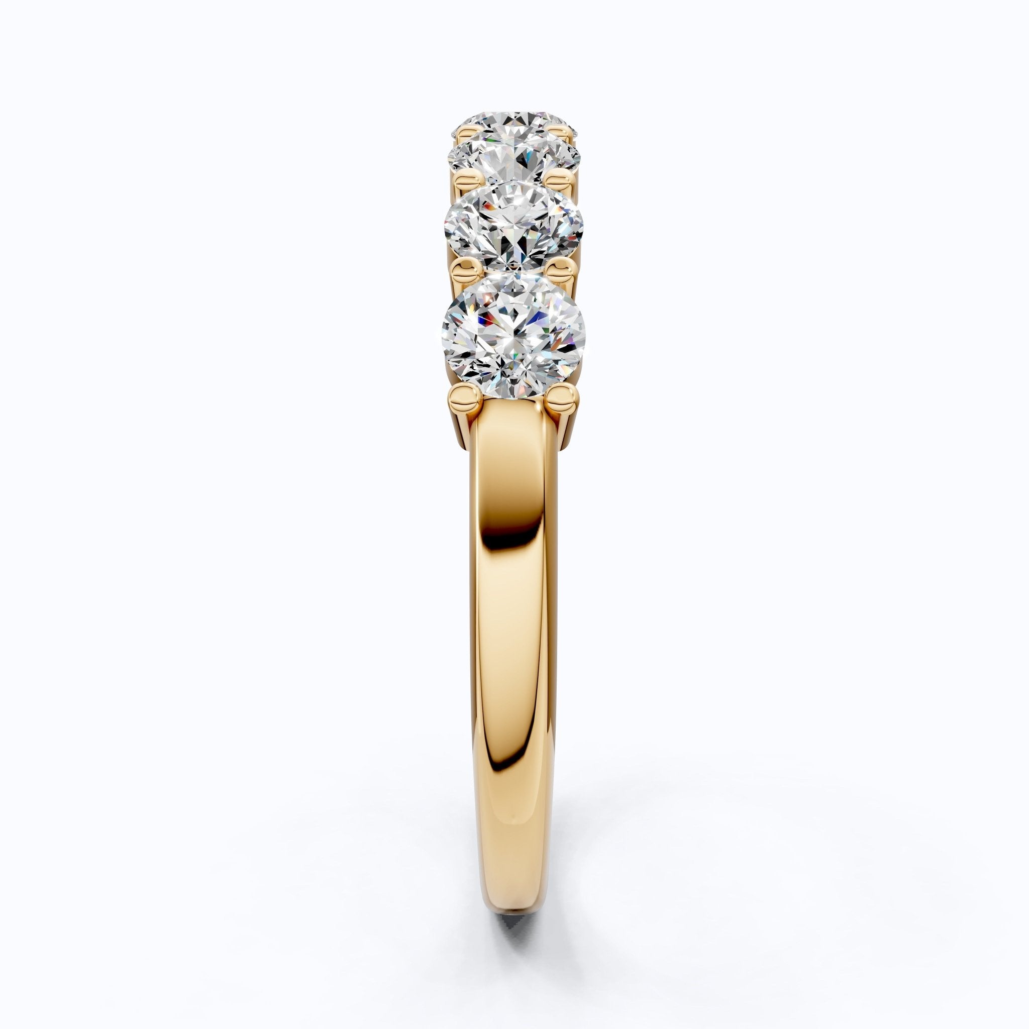 Modern Half Eternity Wedding Band in 14K Solid Gold, 1.11 TCW Round Cut Lab Created Diamonds, Wedding Bridal jewelry, Unique Gift For Her - Shoora Designs