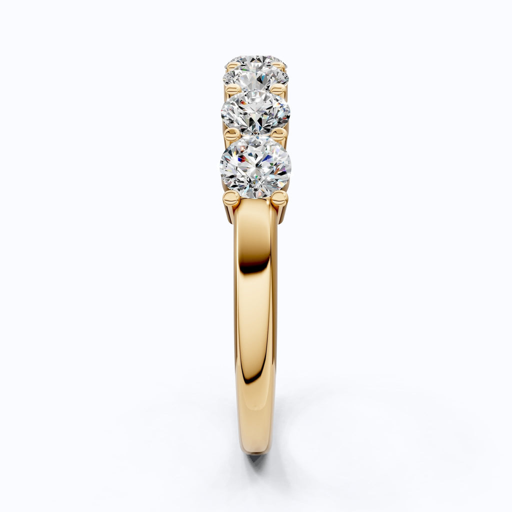 Modern Half Eternity Wedding Band in 14K Solid Gold, 1.11 TCW Round Cut Lab Created Diamonds, Wedding Bridal jewelry, Unique Gift For Her - Shoora Designs