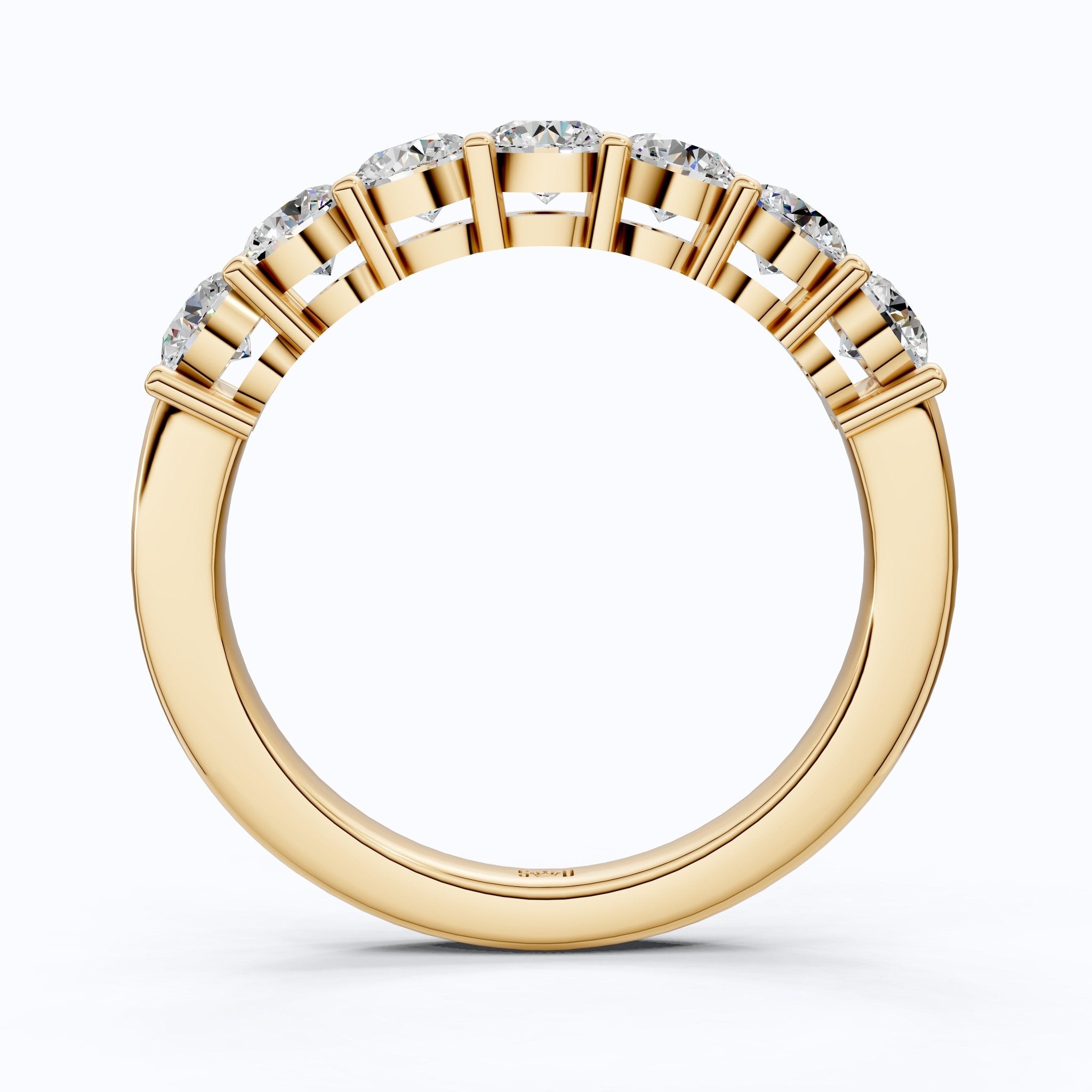 Modern Half Eternity Wedding Band in 14K Solid Gold, 1.11 TCW Round Cut Lab Created Diamonds, Wedding Bridal jewelry, Unique Gift For Her - Shoora Designs