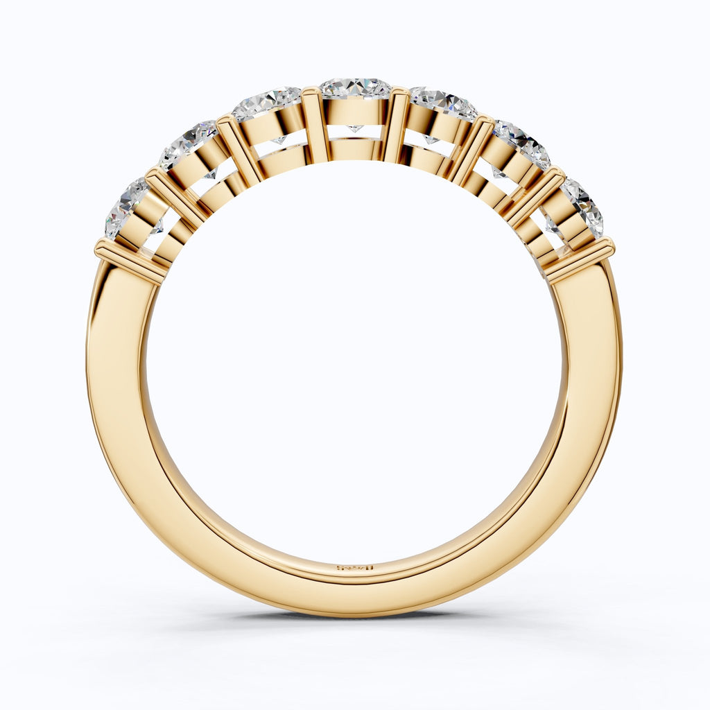 Modern Half Eternity Wedding Band in 14K Solid Gold, 1.11 TCW Round Cut Lab Created Diamonds, Wedding Bridal jewelry, Unique Gift For Her - Shoora Designs