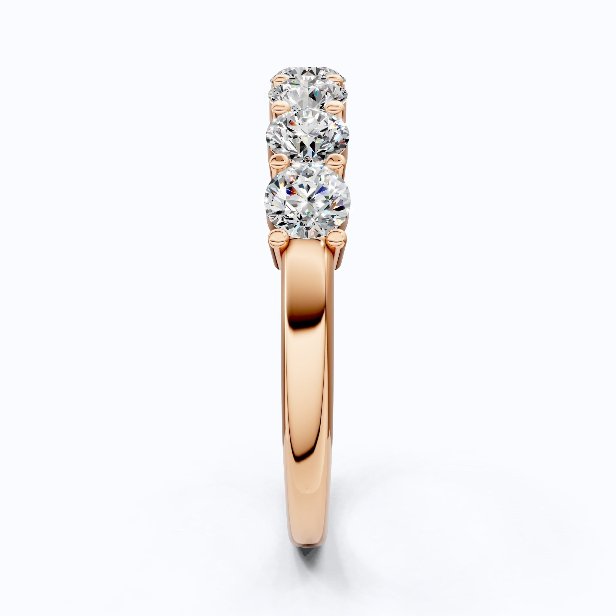 Modern Half Eternity Wedding Band in 14K Solid Gold, 1.11 TCW Round Cut Lab Created Diamonds, Wedding Bridal jewelry, Unique Gift For Her - Shoora Designs