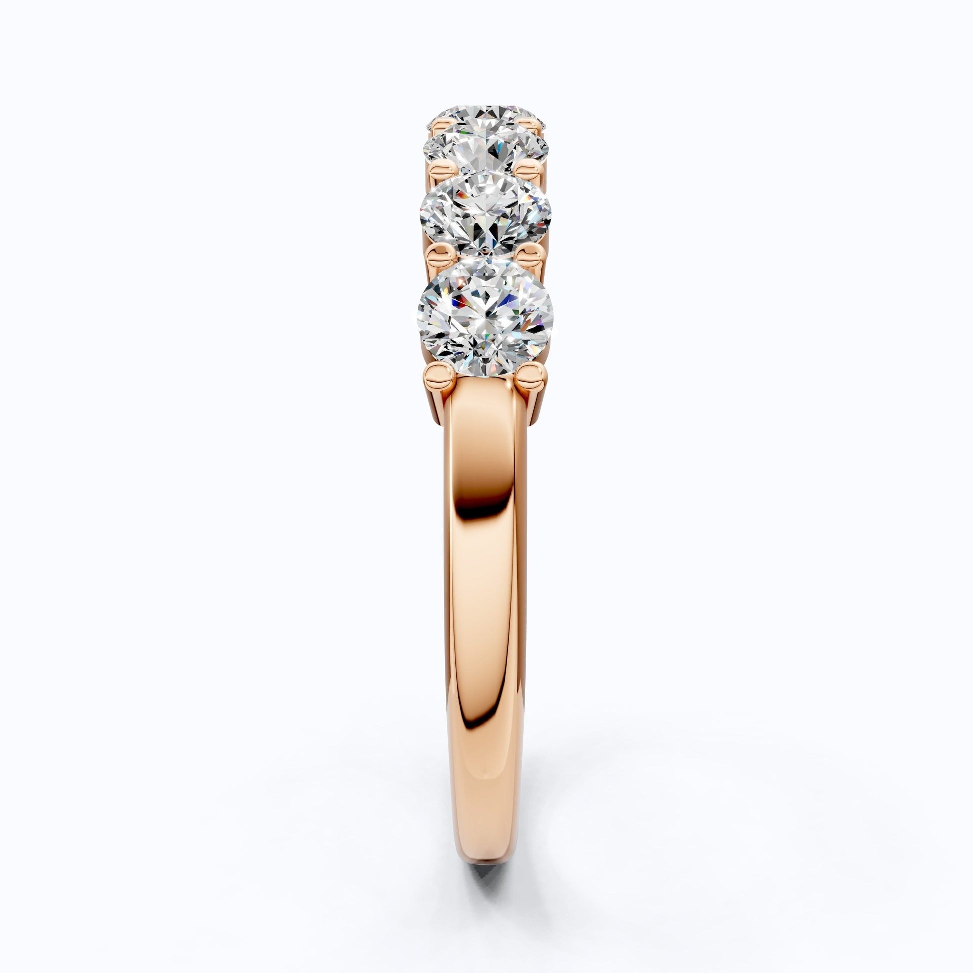 Modern Half Eternity Wedding Band in 14K Solid Gold, 1.11 TCW Round Cut Lab Created Diamonds, Wedding Bridal jewelry, Unique Gift For Her - Shoora Designs