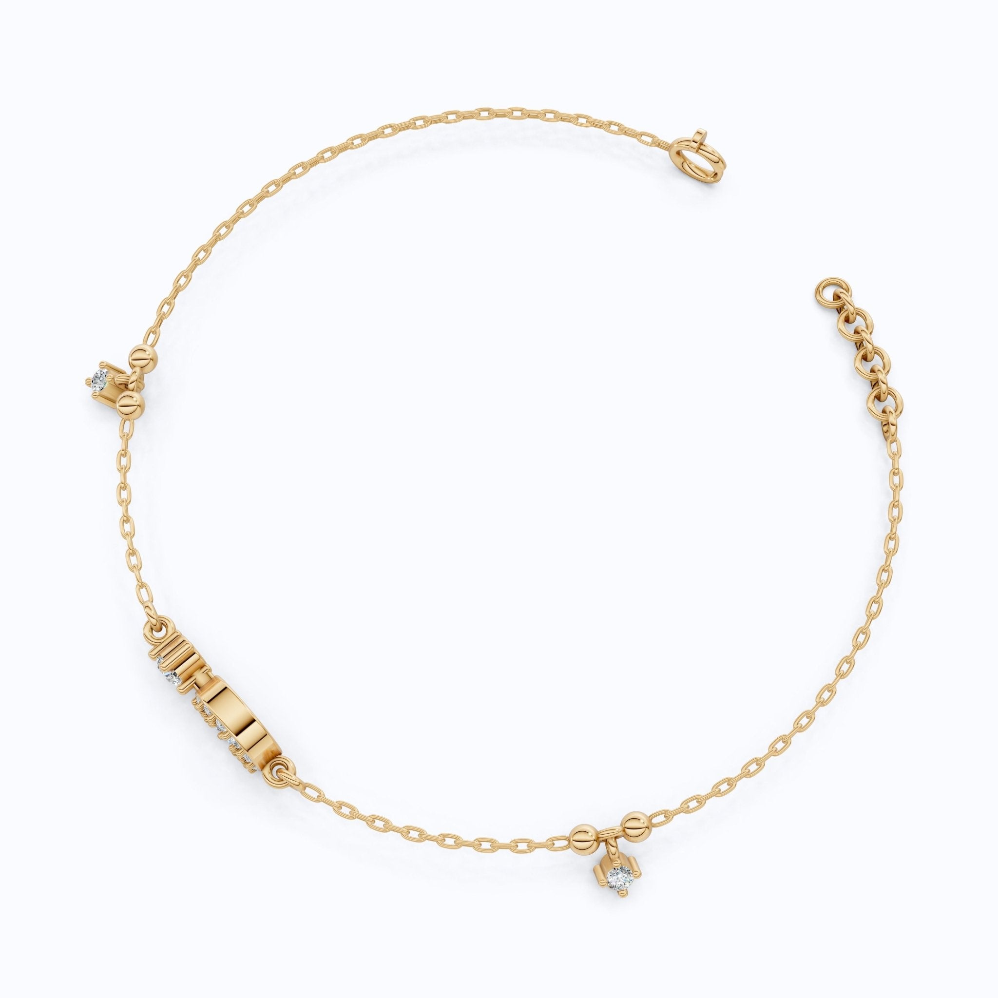 Modern Halo Circle Bracelet in 14k Solid Gold, 0.21 TCW Round Cut Lab Grown Diamonds, Gift for Her, Wedding Jewelry - Shoora Designs