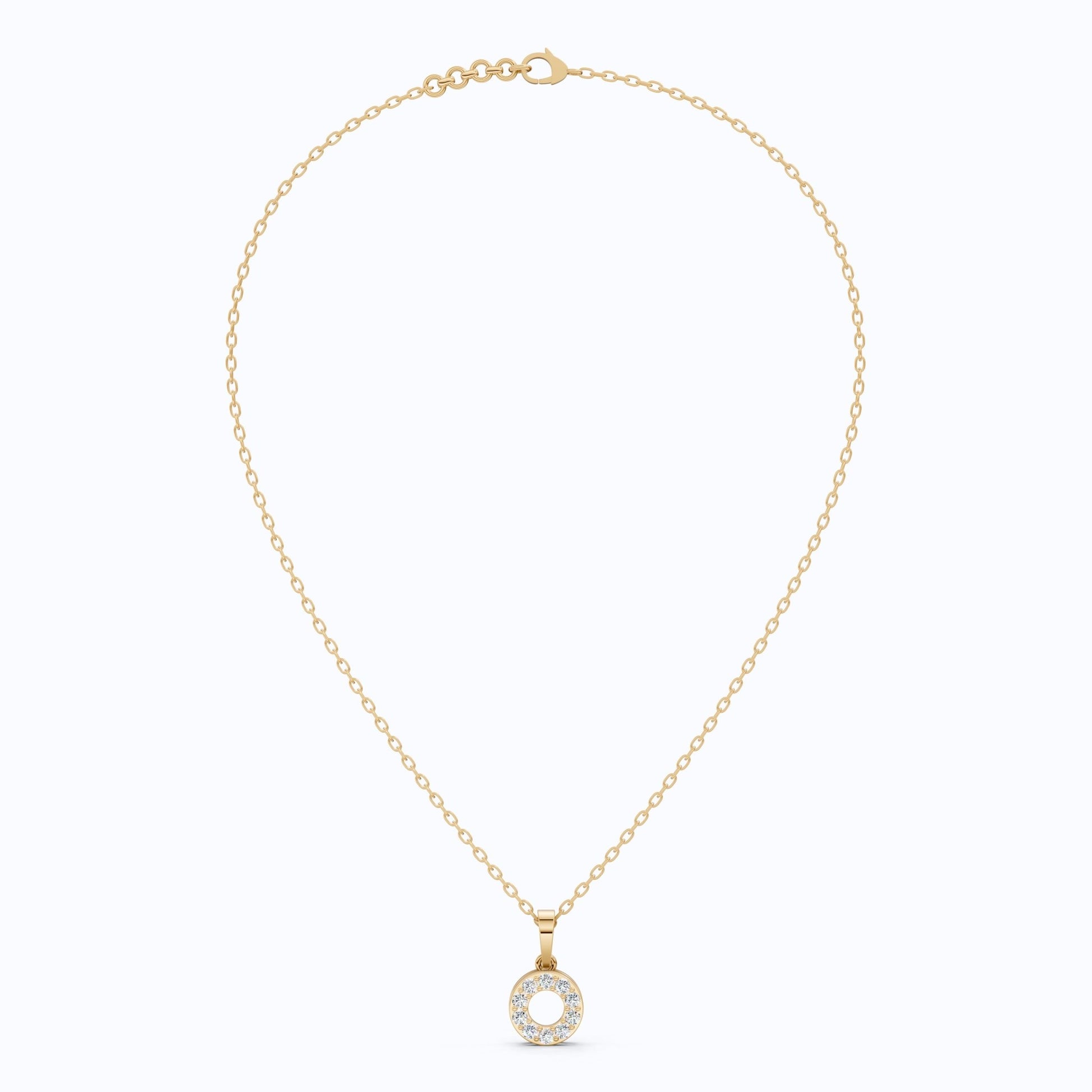 Modern Halo Open Circle Unique Pendant in Lab Grown Diamond - 14k Solid Gold, Elegant Pendant Gift for Wife - Shoora Designs