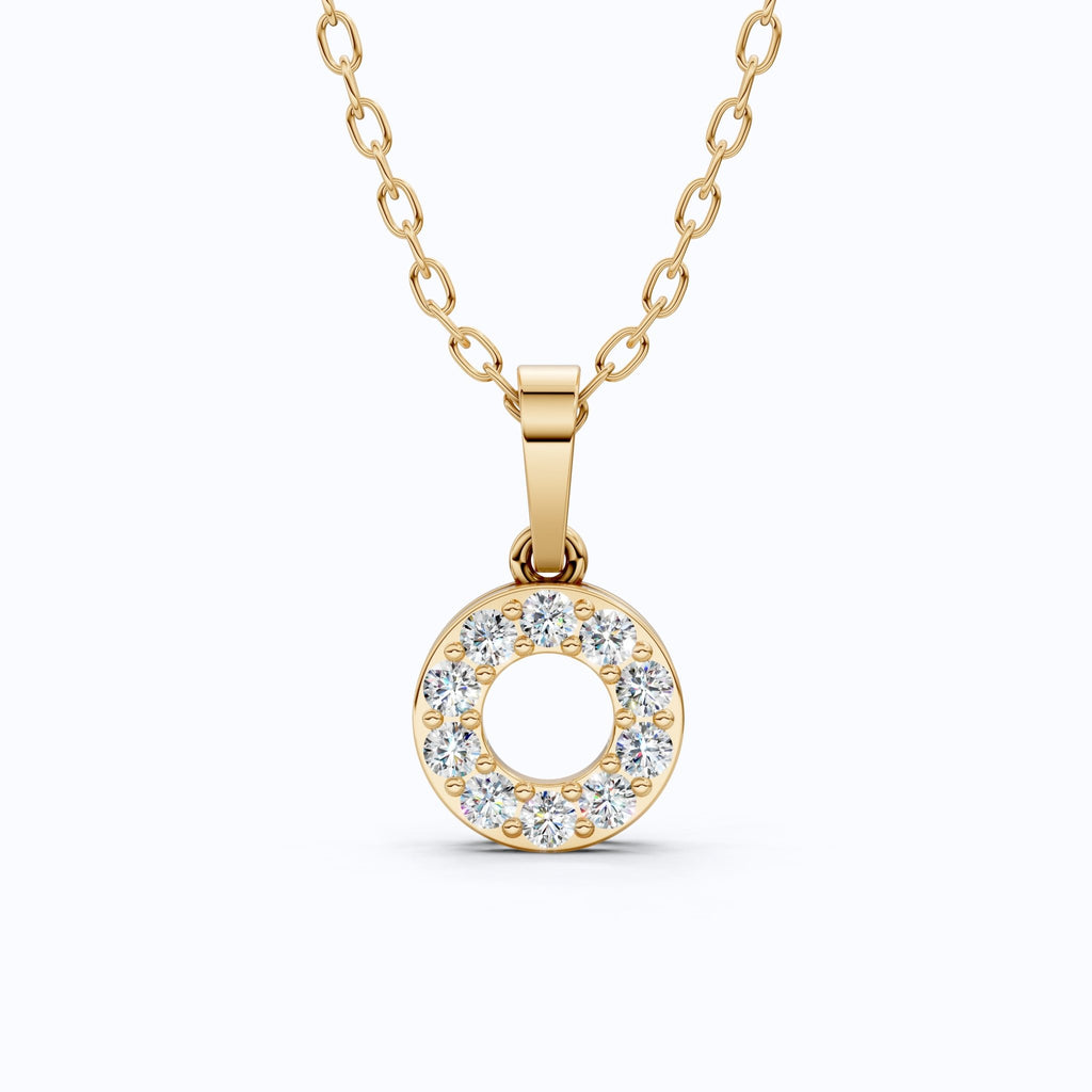 Modern Halo Open Circle Unique Pendant in Lab Grown Diamond - 14k Solid Gold, Elegant Pendant Gift for Wife - Shoora Designs