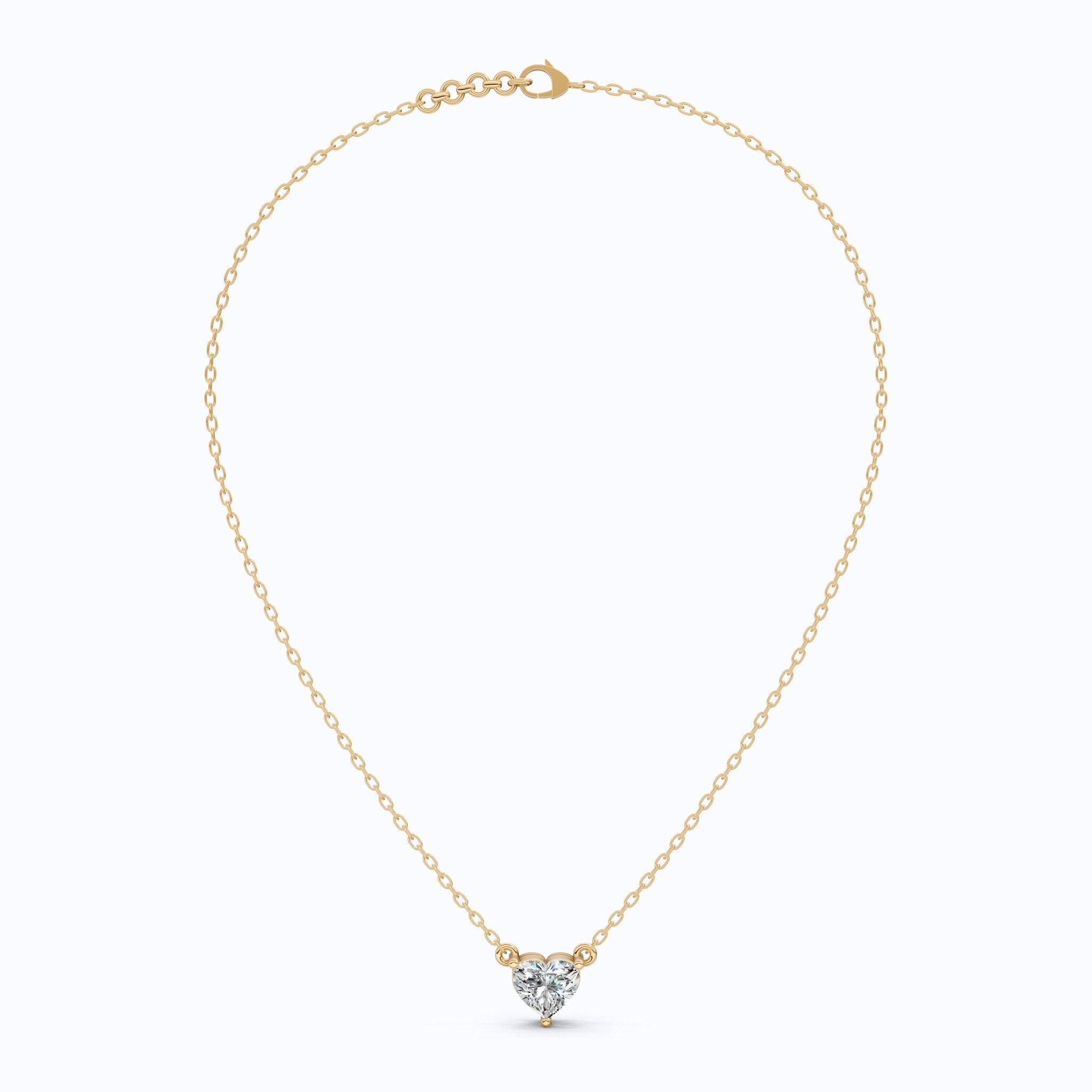 Modern Heart Cut Wedding Solitaire Pendant in 14K Solid Gold, 1.00 CT Heart Cut Lab Grown Diamond, Gift For Her, Bridal Jewelry - Shoora Designs