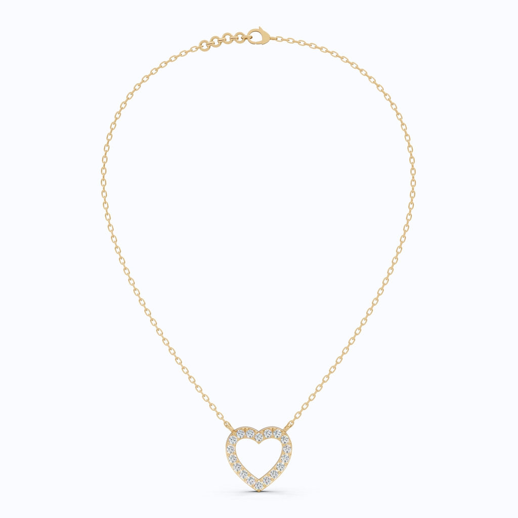 Modern Heart - Shaped Pavé Diamond Pendant in 14k Solid Gold, 0.63 TCW Round Cut Lab Diamonds,Engagement Jewelry, Wedding Gift for Wife, Everyday Pendant - Shoora Designs