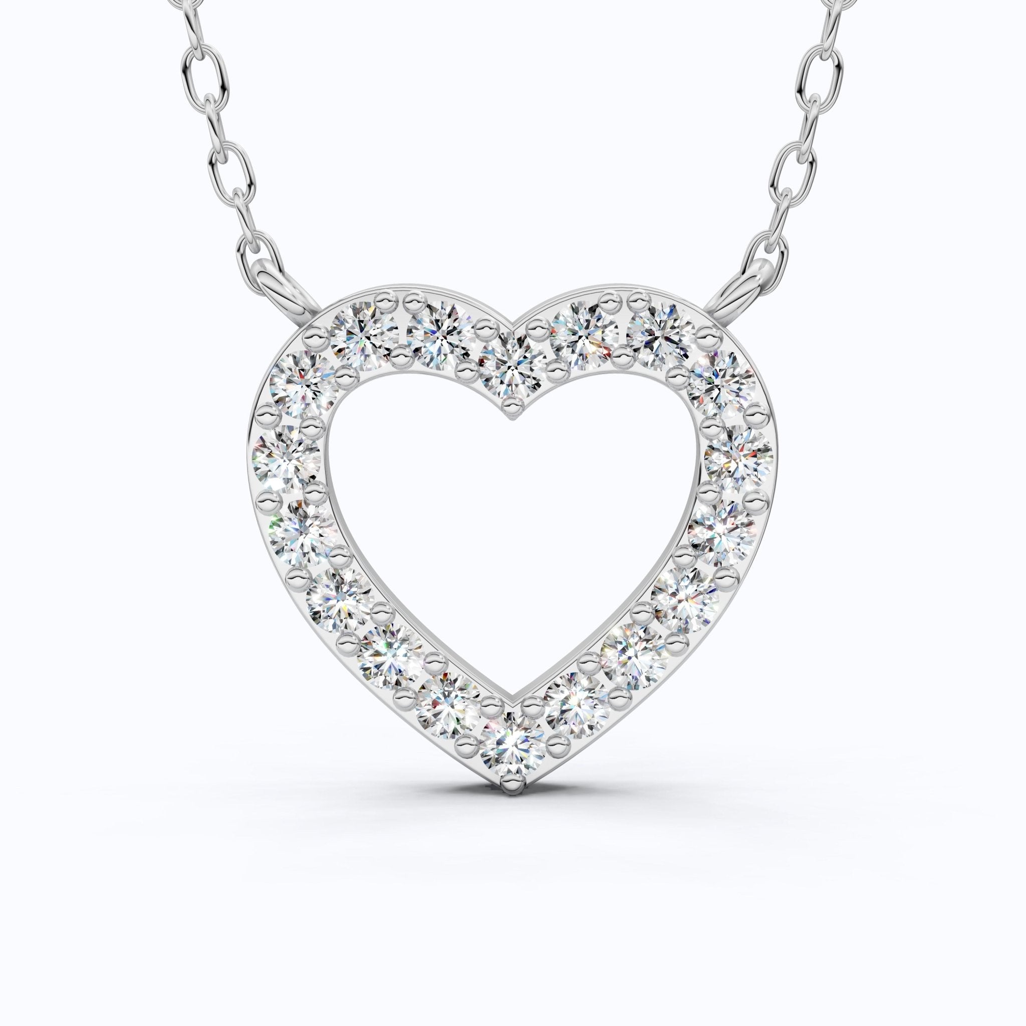 Modern Heart - Shaped Pavé Diamond Pendant in 14k Solid Gold, 0.63 TCW Round Cut Lab Diamonds,Engagement Jewelry, Wedding Gift for Wife, Everyday Pendant - Shoora Designs