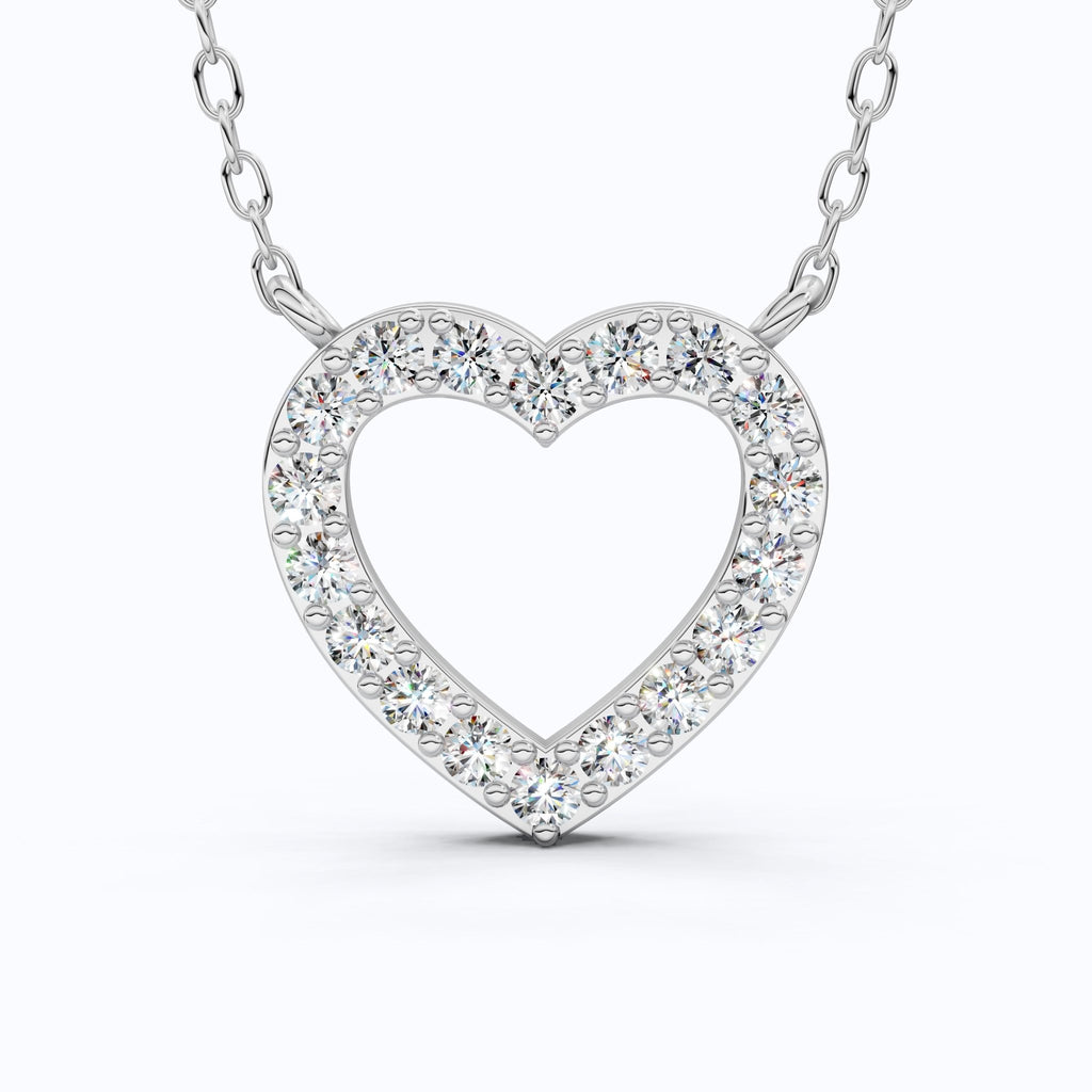 Modern Heart - Shaped Pavé Diamond Pendant in 14k Solid Gold, 0.63 TCW Round Cut Lab Diamonds,Engagement Jewelry, Wedding Gift for Wife, Everyday Pendant - Shoora Designs