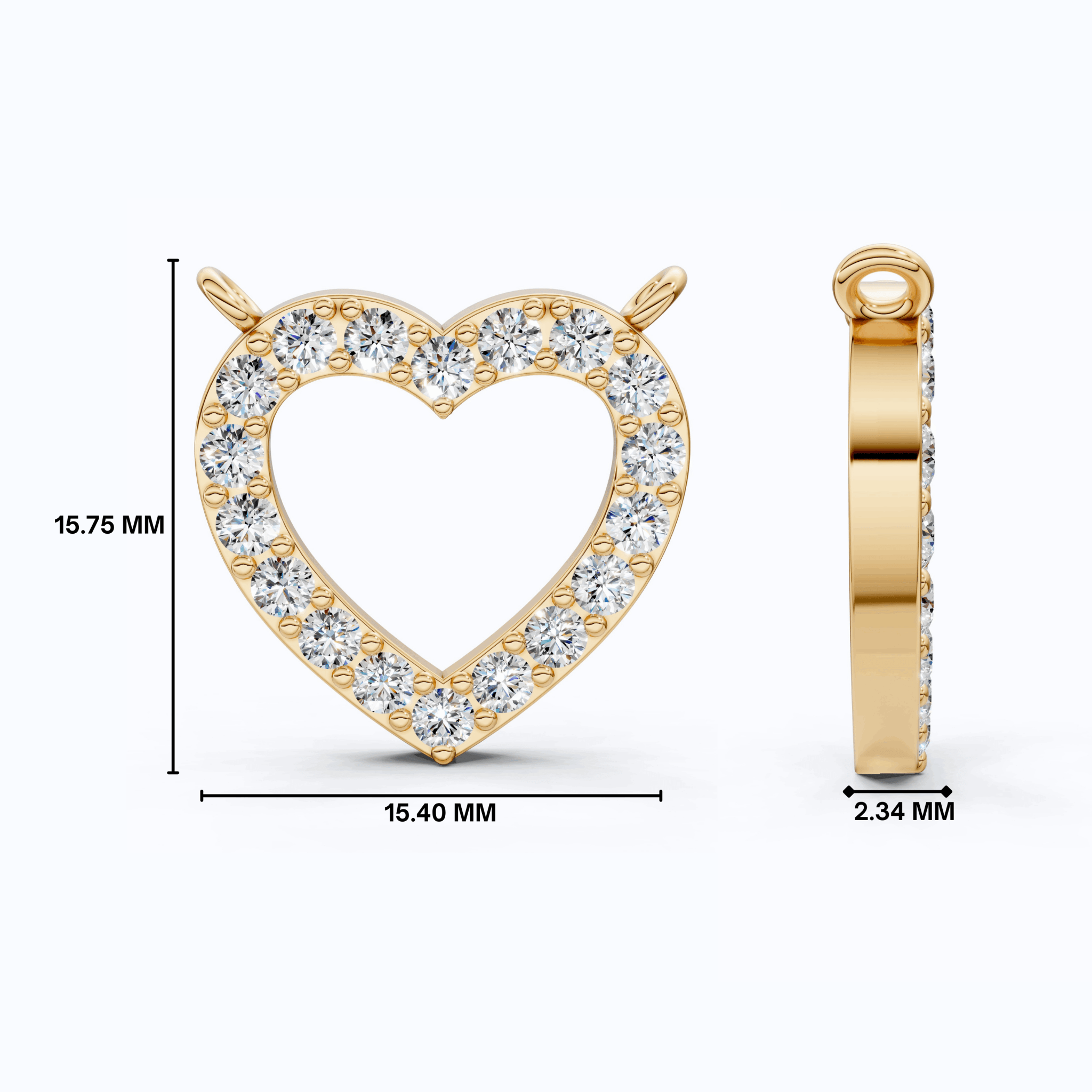 Modern Heart - Shaped Pavé Diamond Pendant in 14k Solid Gold, 0.63 TCW Round Cut Lab Diamonds,Engagement Jewelry, Wedding Gift for Wife, Everyday Pendant - Shoora Designs