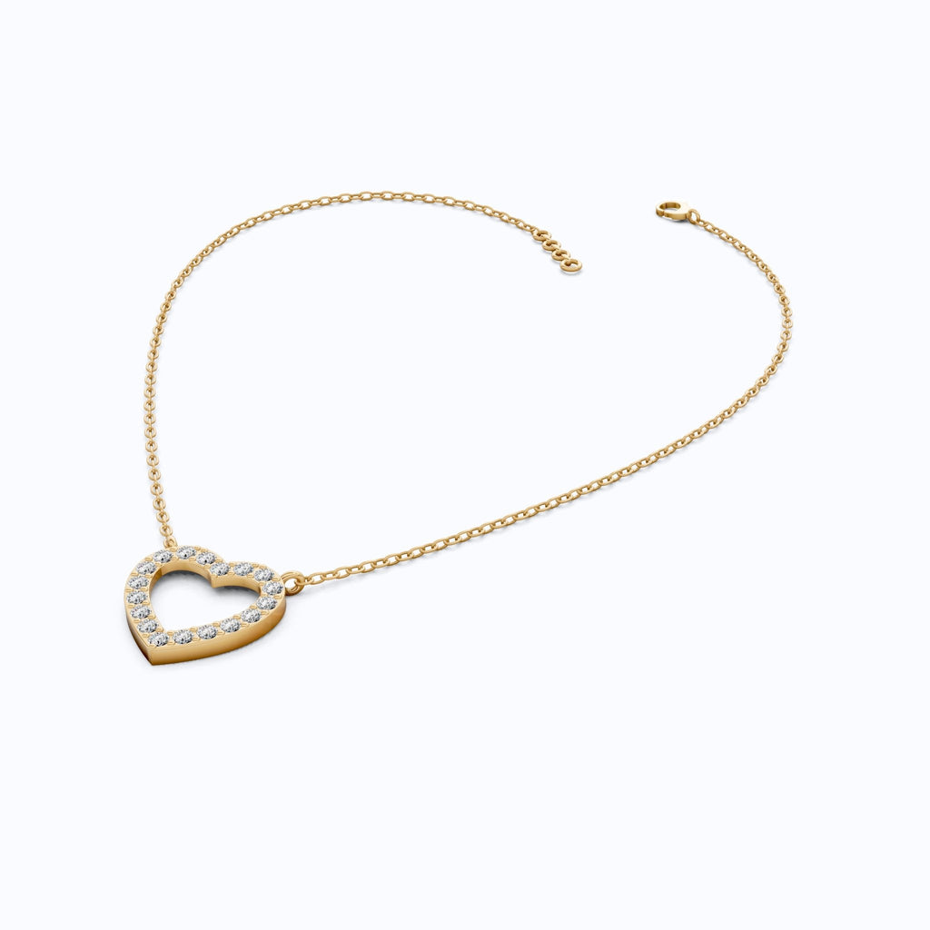 Modern Heart - Shaped Pavé Diamond Pendant in 14k Solid Gold, 0.63 TCW Round Cut Lab Diamonds,Engagement Jewelry, Wedding Gift for Wife, Everyday Pendant - Shoora Designs