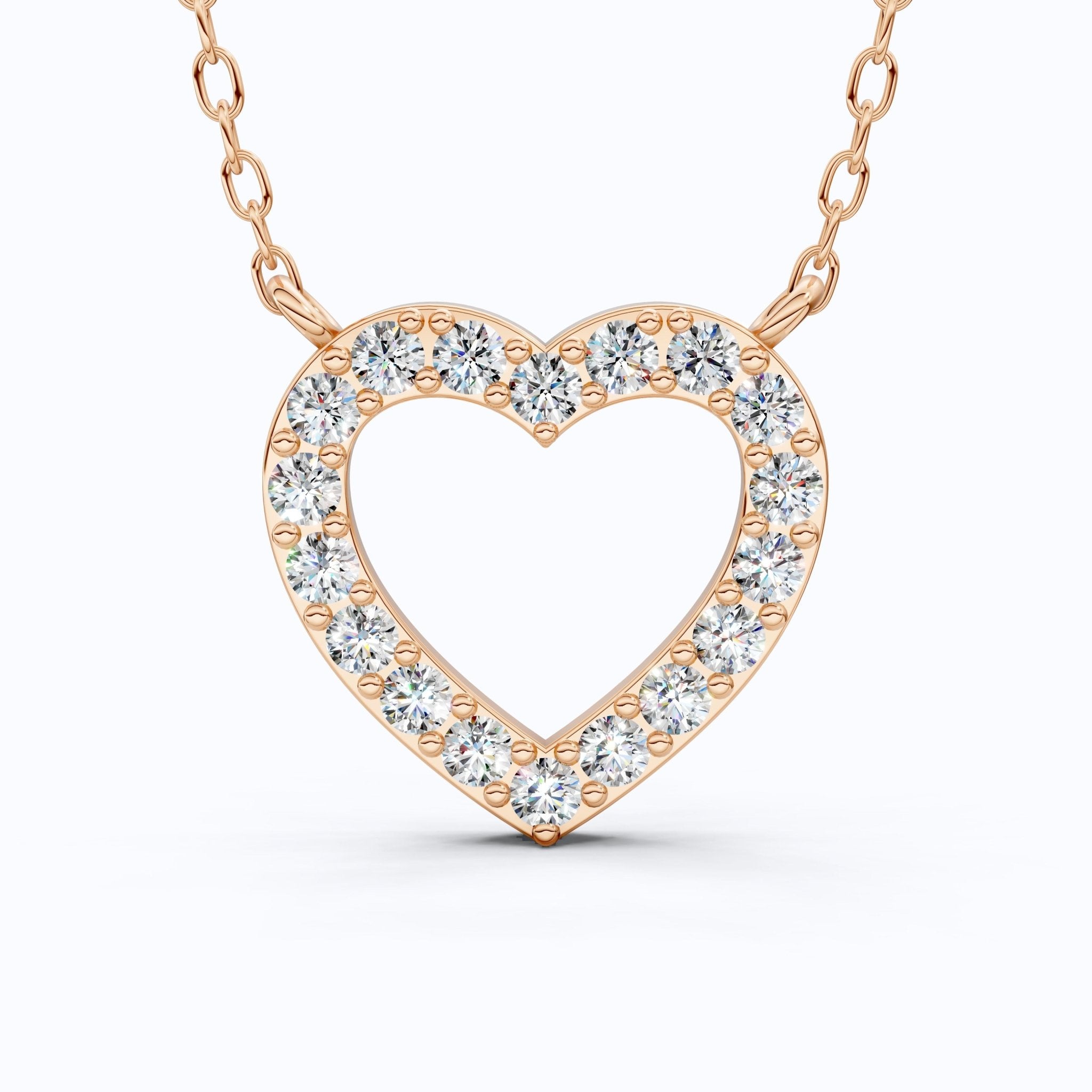 Modern Heart - Shaped Pavé Diamond Pendant in 14k Solid Gold, 0.63 TCW Round Cut Lab Diamonds,Engagement Jewelry, Wedding Gift for Wife, Everyday Pendant - Shoora Designs